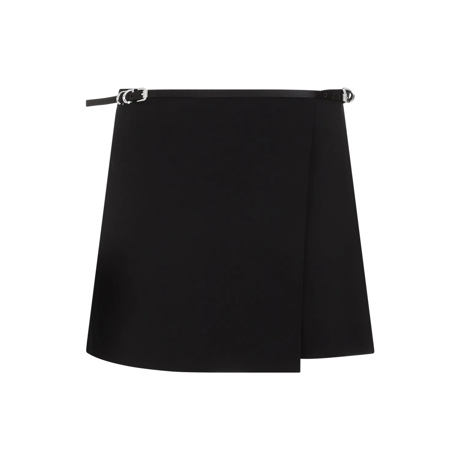 Black Acetate Mini Wrap Voyou Skirt