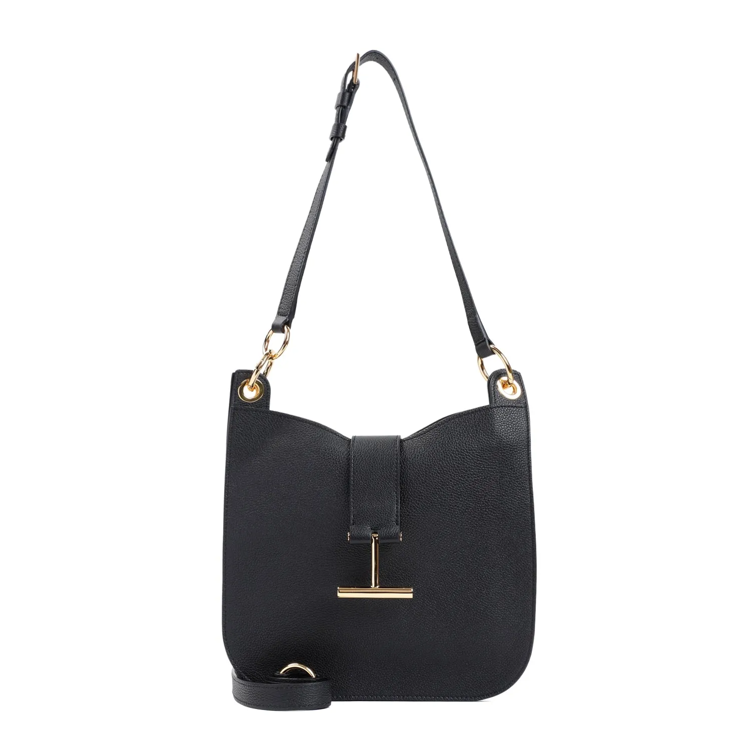 Black Tara Calf Leather Shoulder Bag