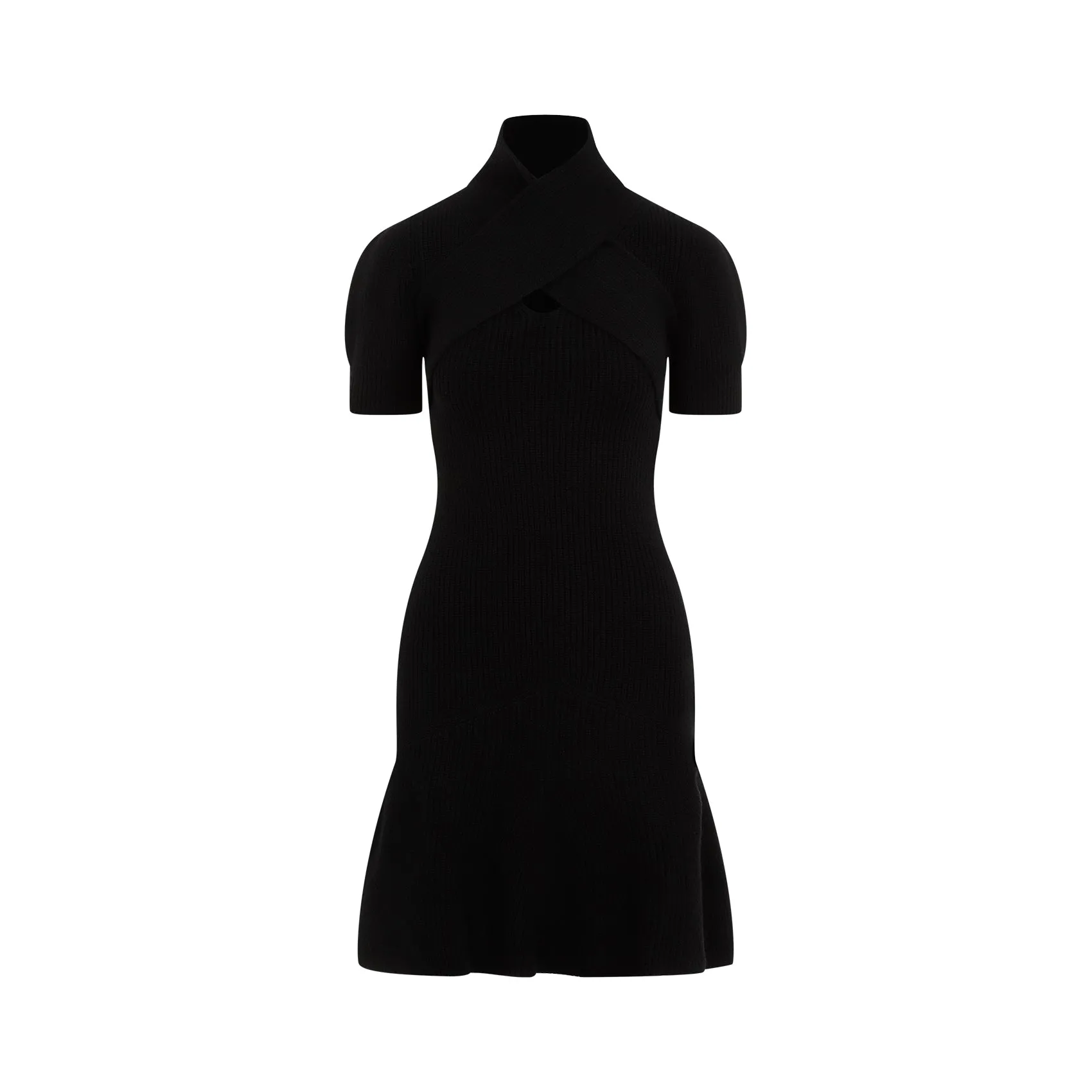 Black Merino Wool Scarf Draped Dress