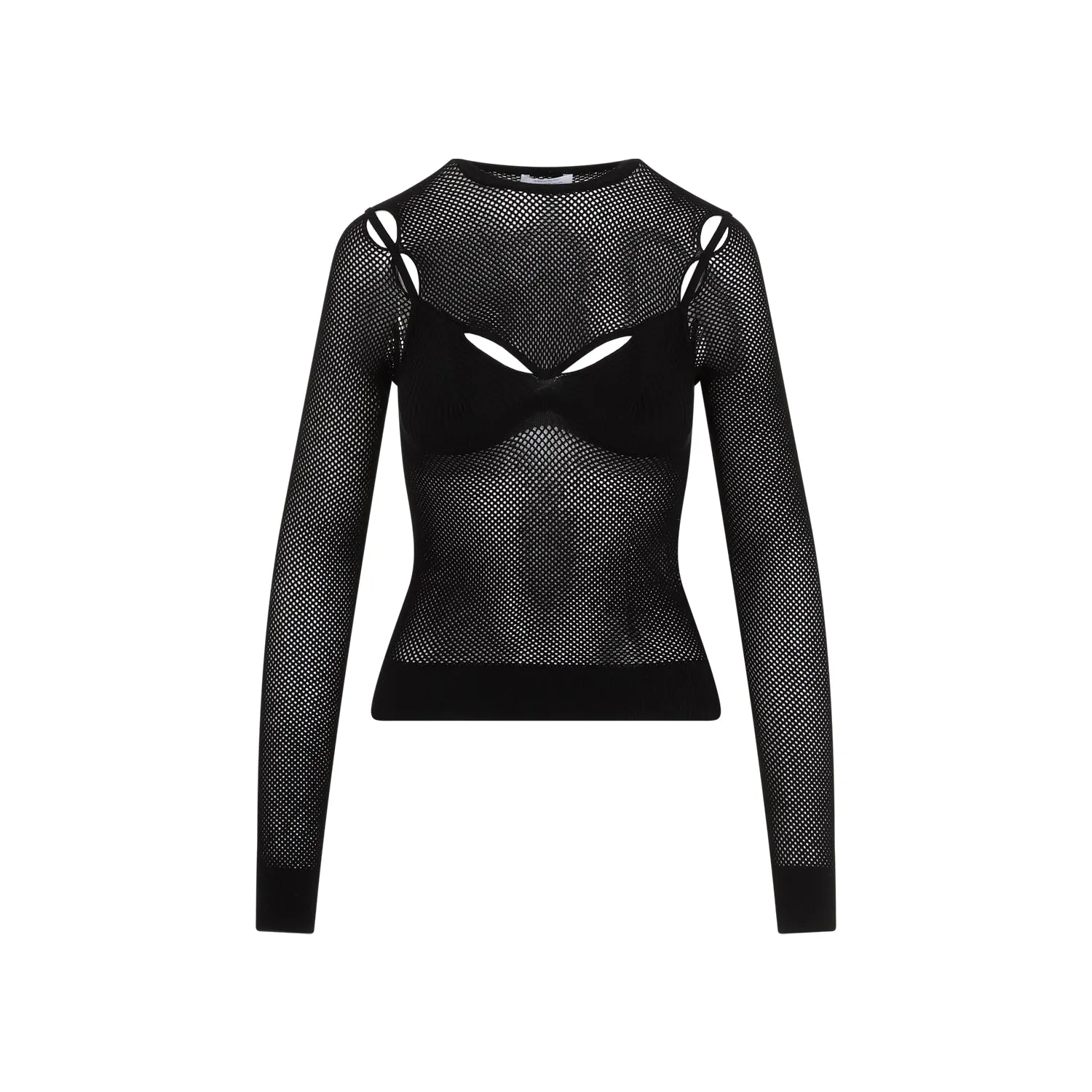 Black Net Arrow Bralette Viscose Top