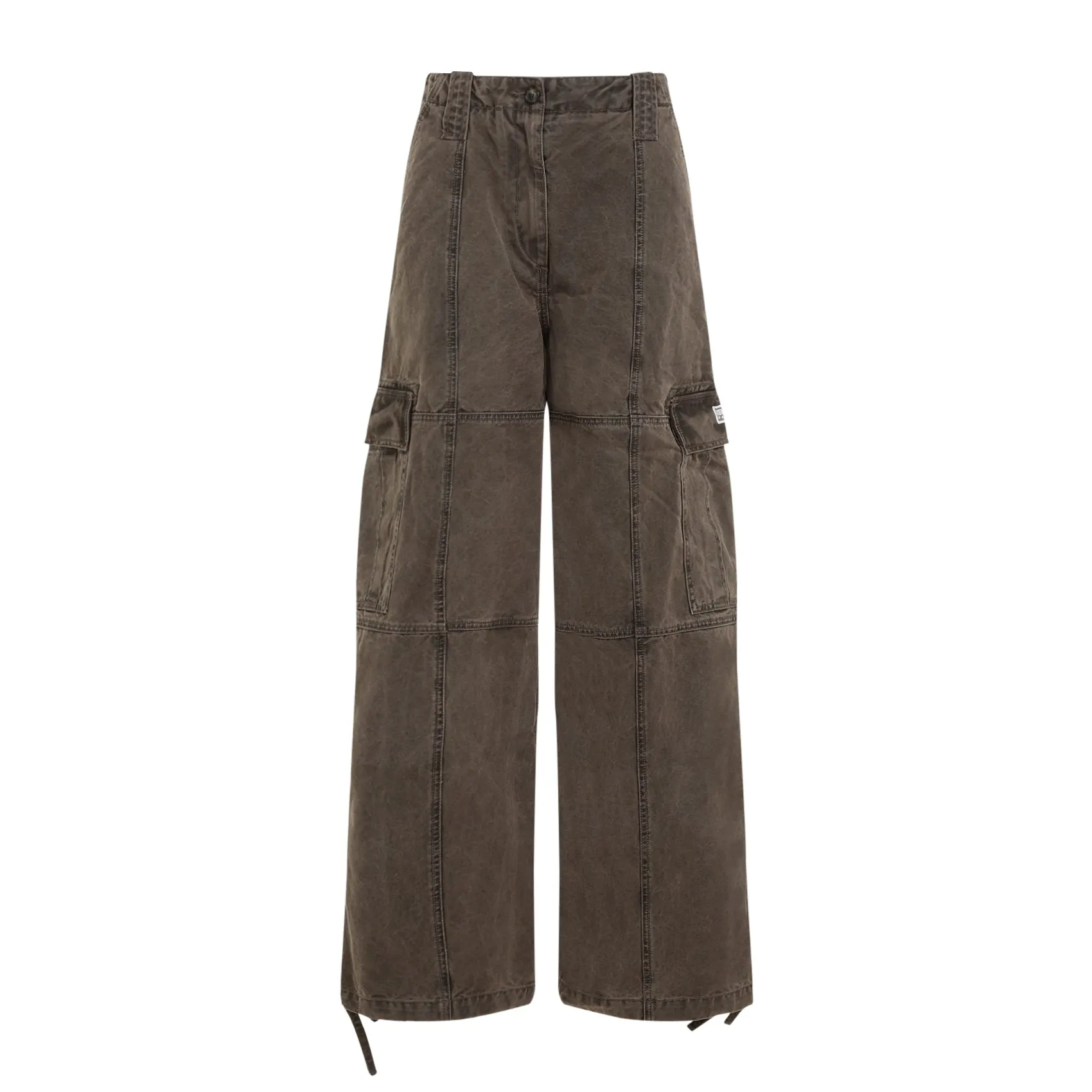 Taupe Brown Cotton Dyed Canvas Cargo Pants