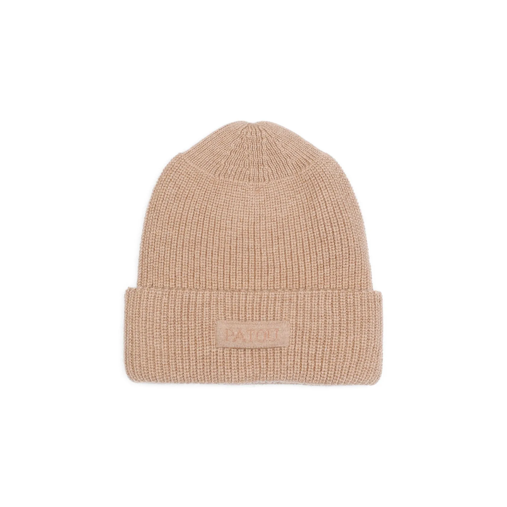 Biscuit Brown Virgin Wool Knitted Ribbed Beanie Hat