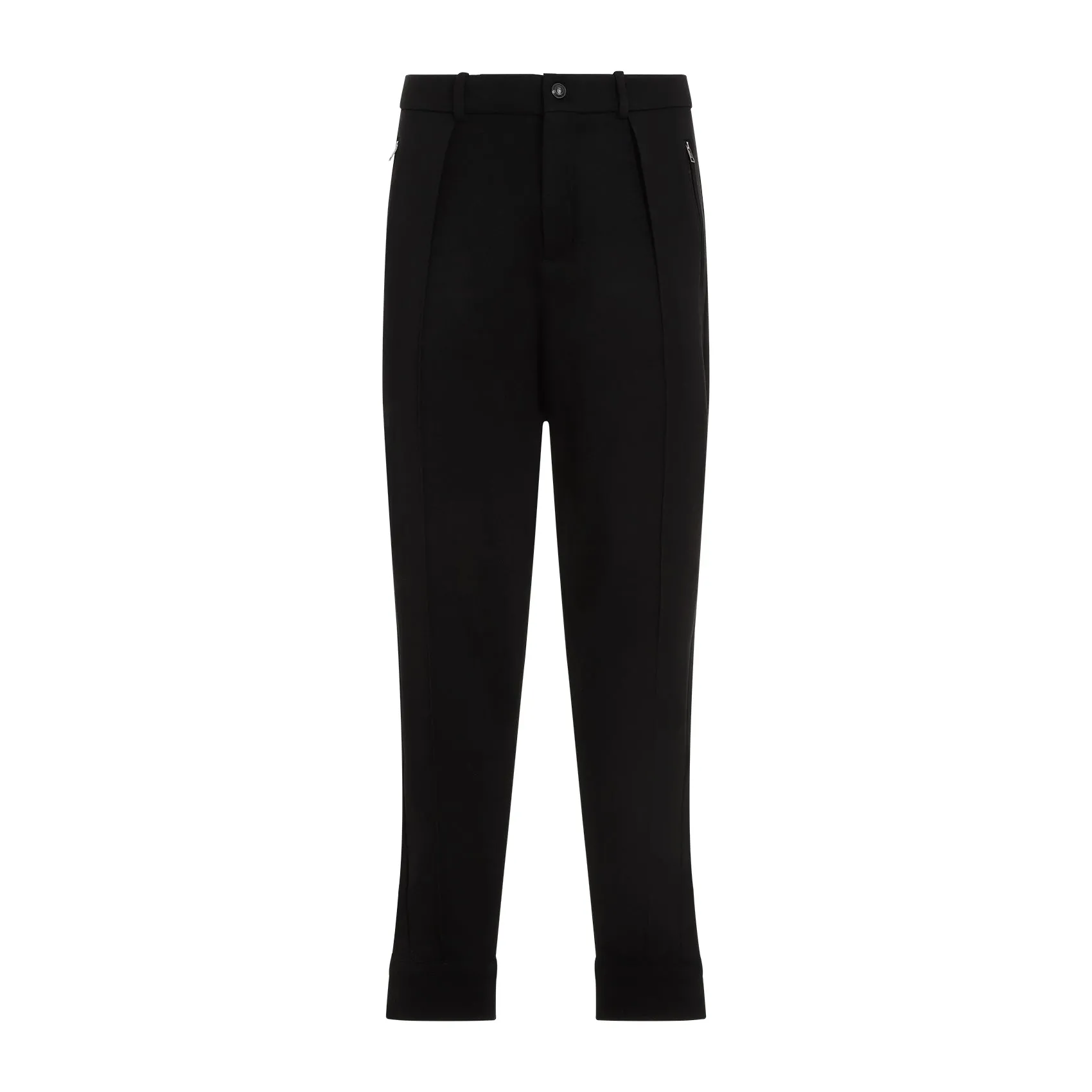 Black Pintuck Wool Jogger Pants