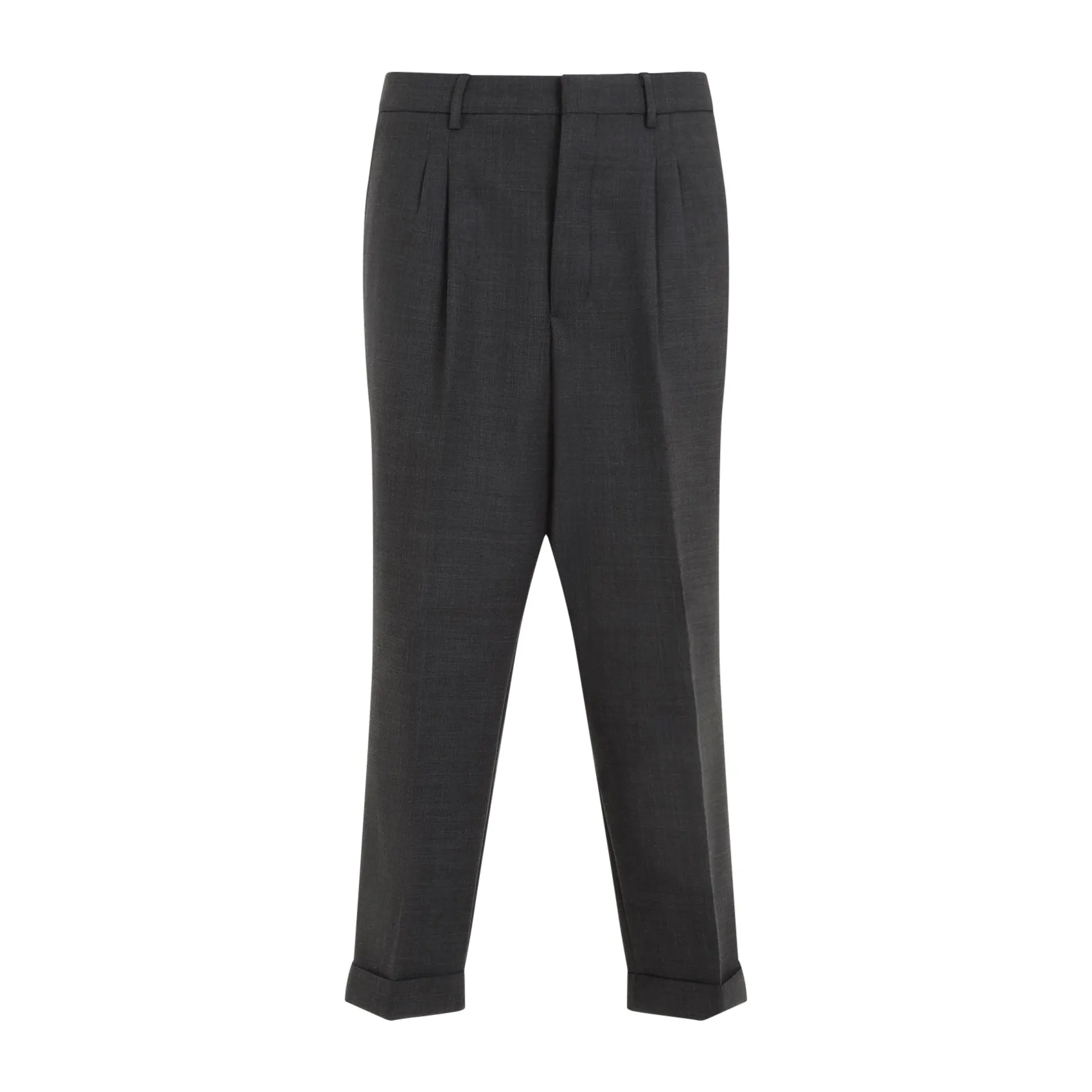 Dark Grey Carrot Fit Polyester Trousers