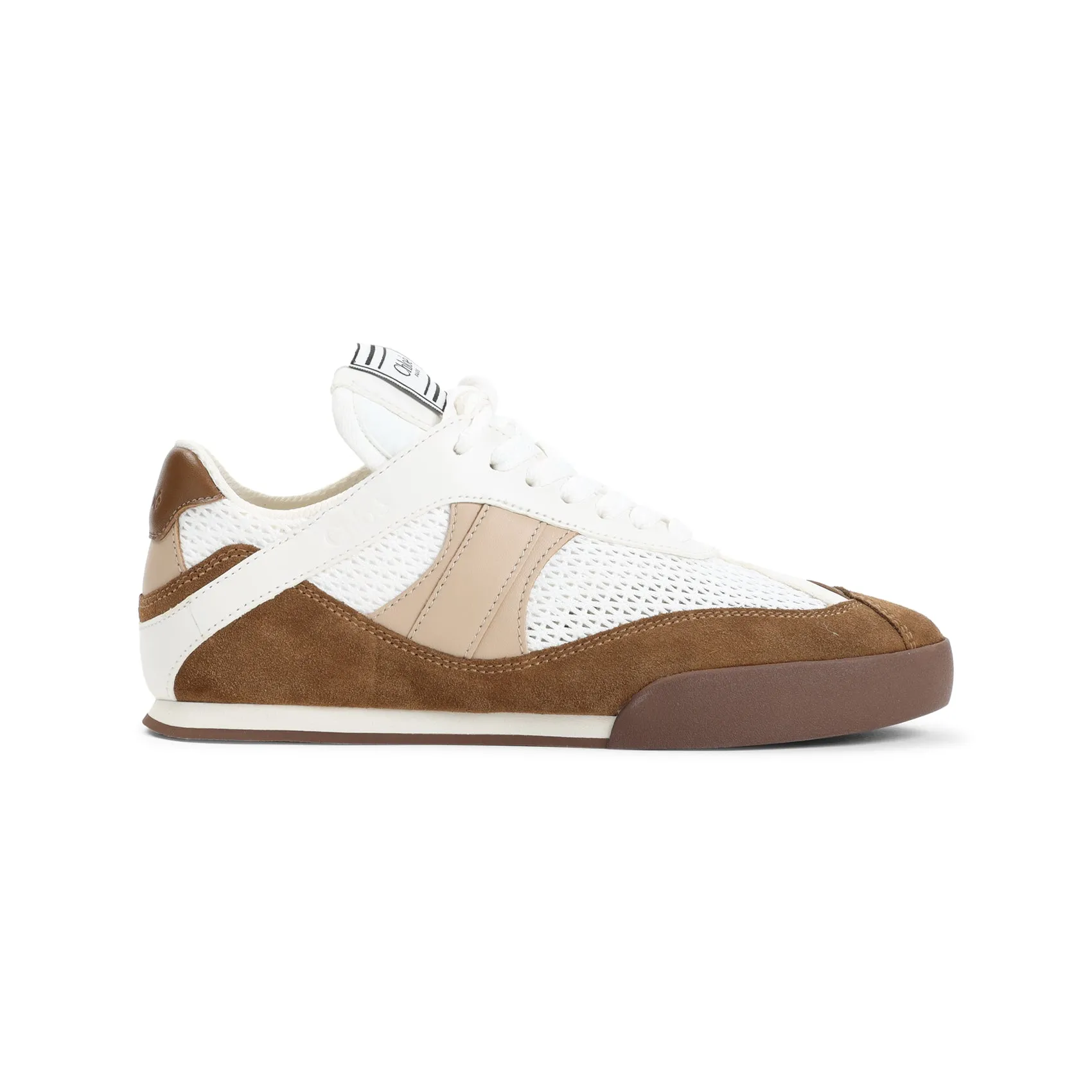 White And Brown Kick Textile Sneakers