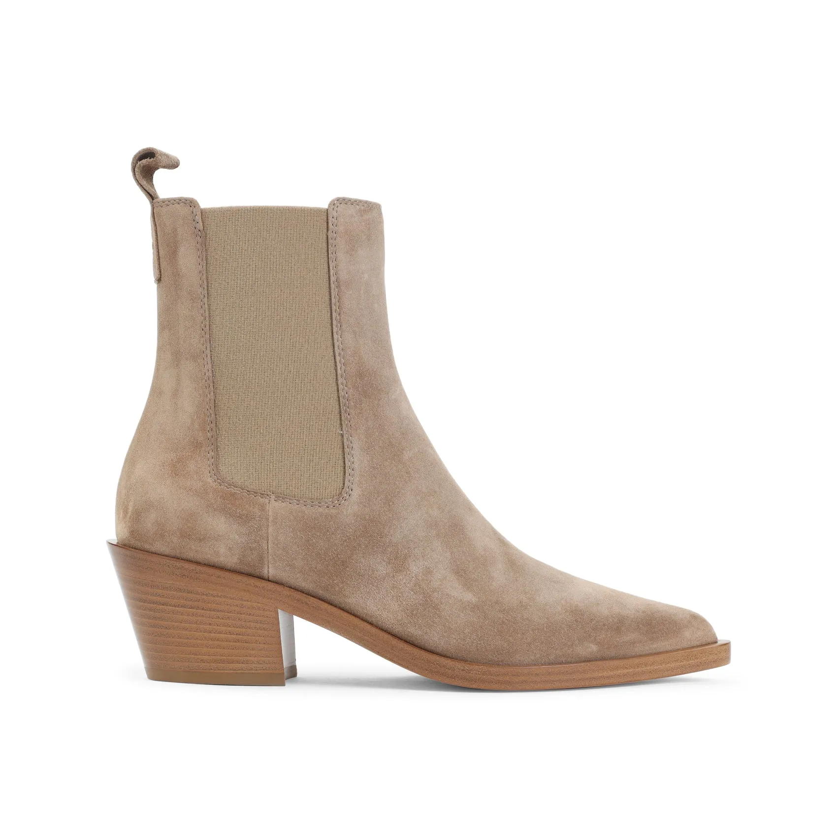 Beige Suede Leather Ankle Boots