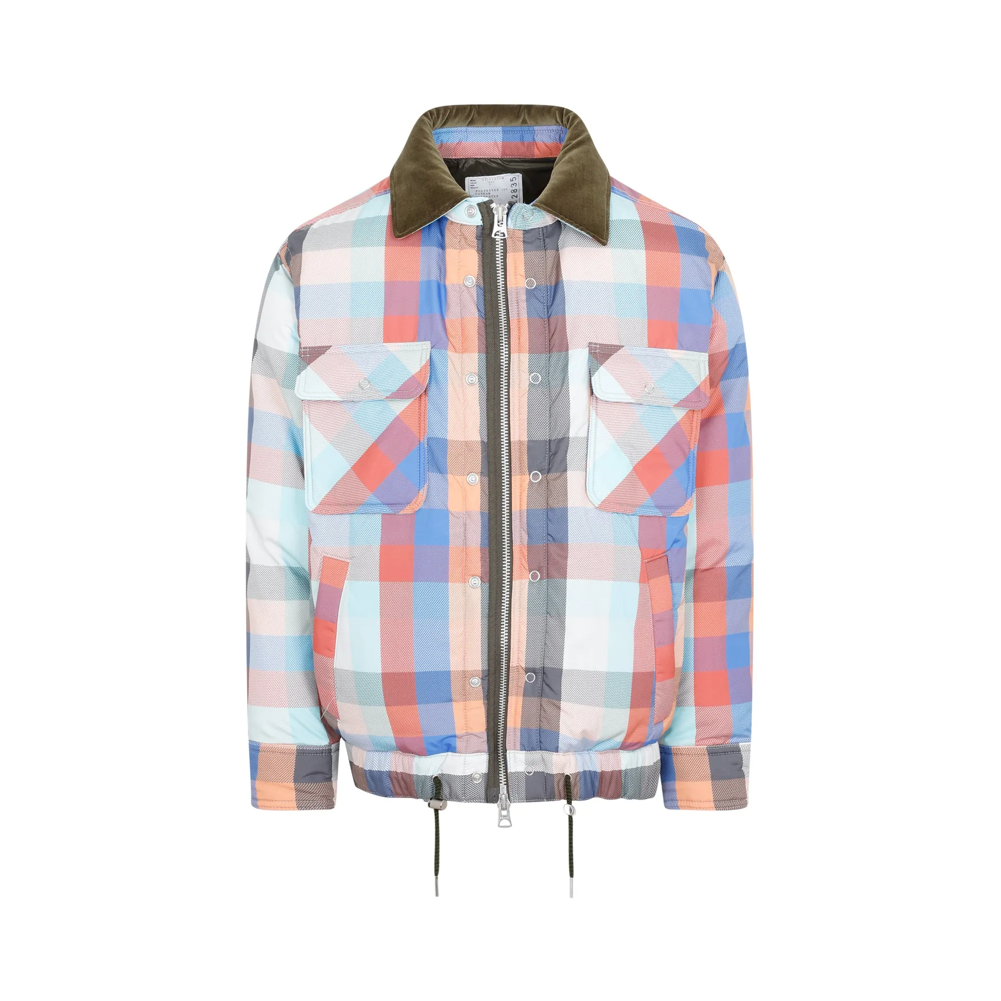 Multicolored Plaid Padded Blouson