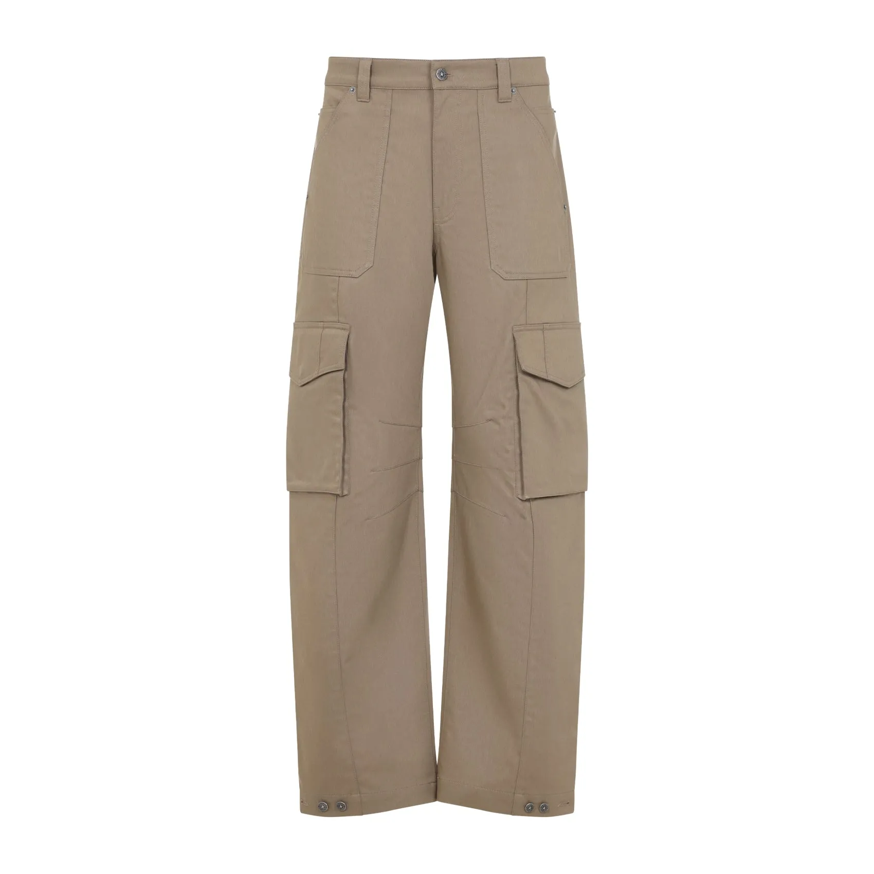 Beige Cotton Cargo Pants
