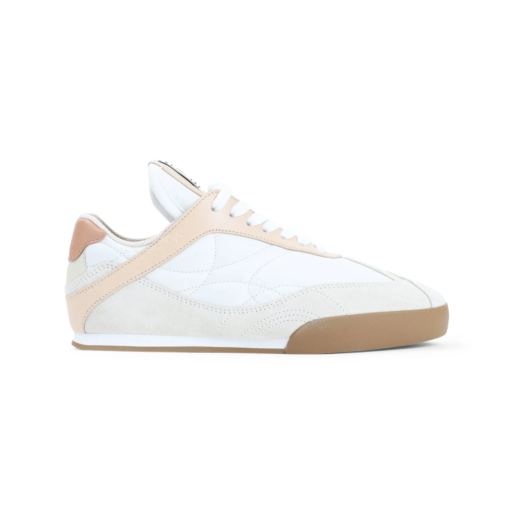 Tender Peach Beige Leather Kick Sneakers