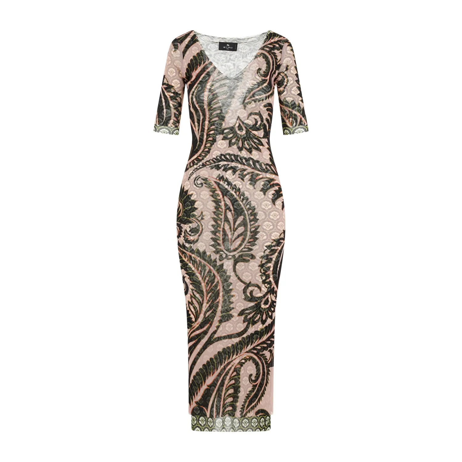 Print Pink Polyamide Midi Dress
