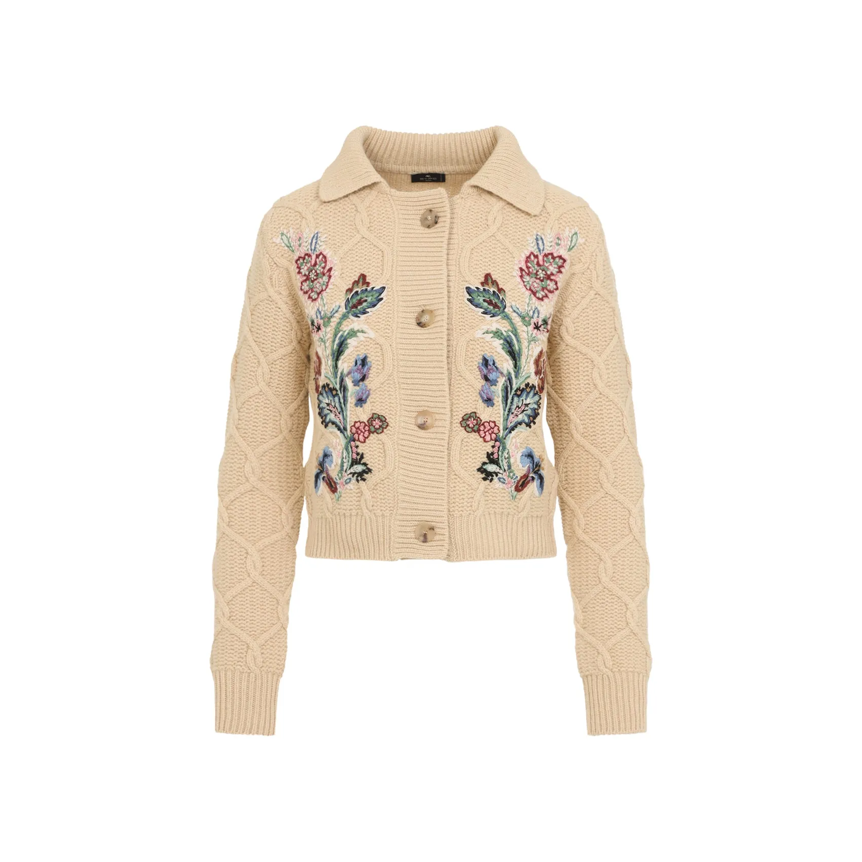 Beige Wool Knitwear Cardigan