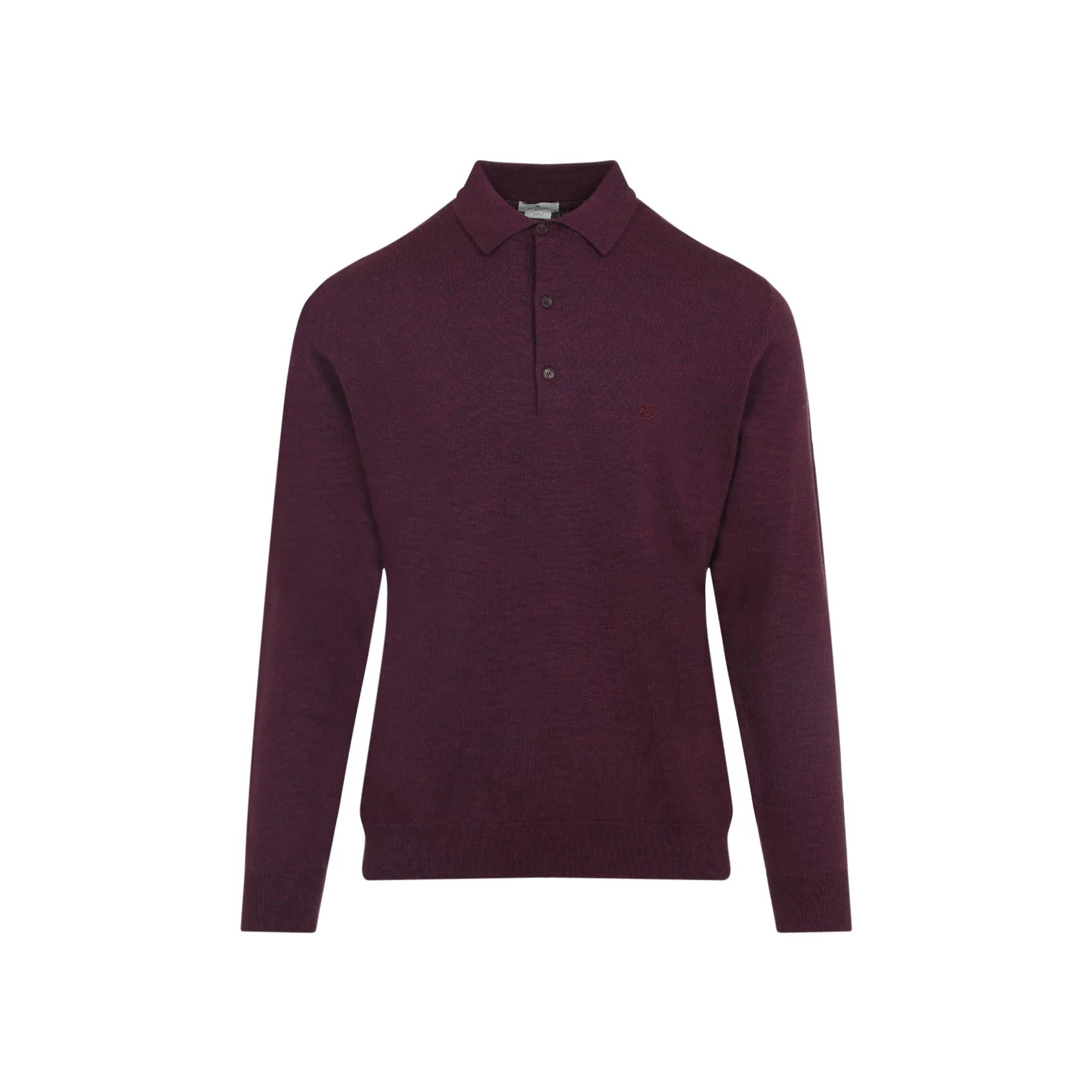 Bordeaux Wool Knitted Long Sleeves Polo