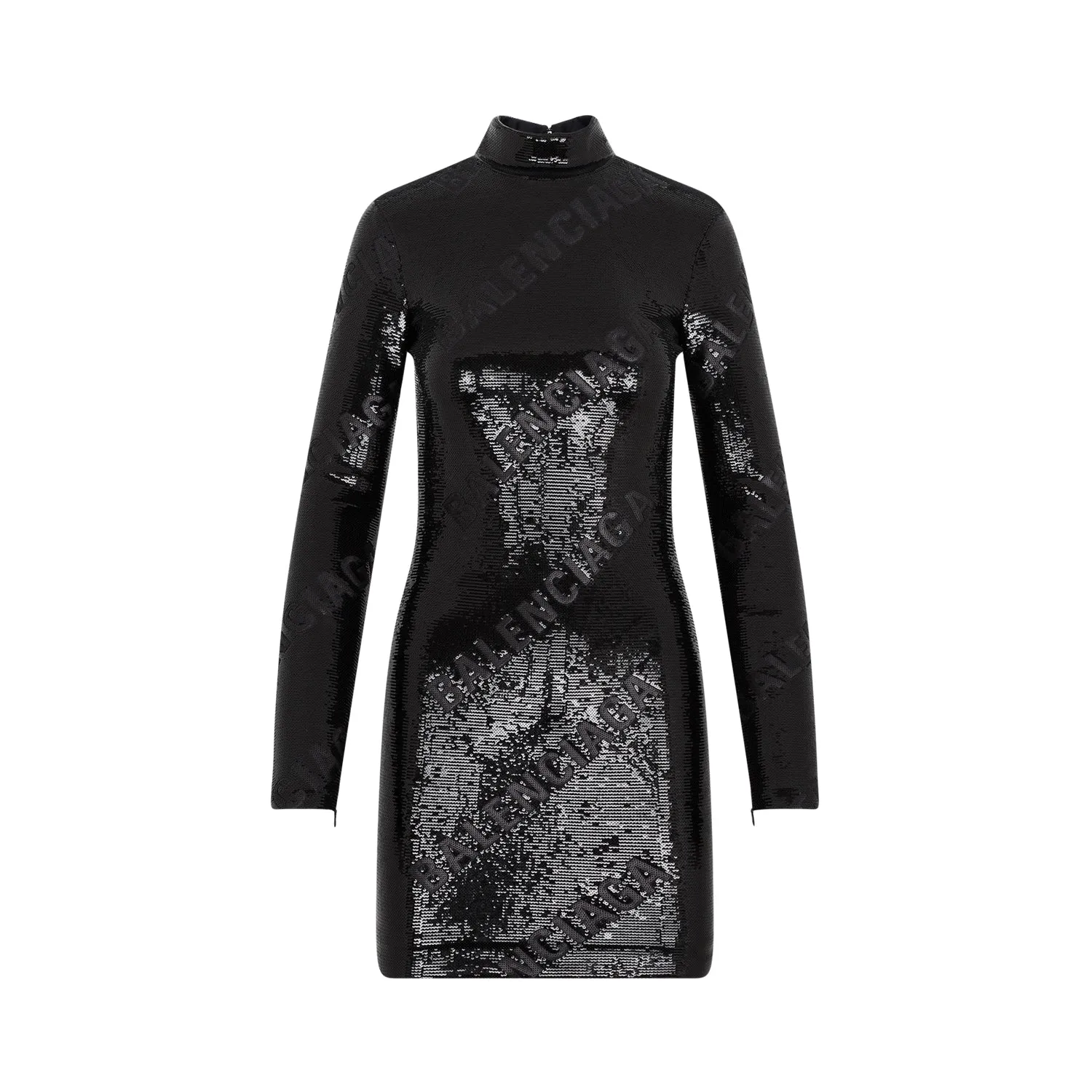 Black Mat Turtleneck Polyamide Dress