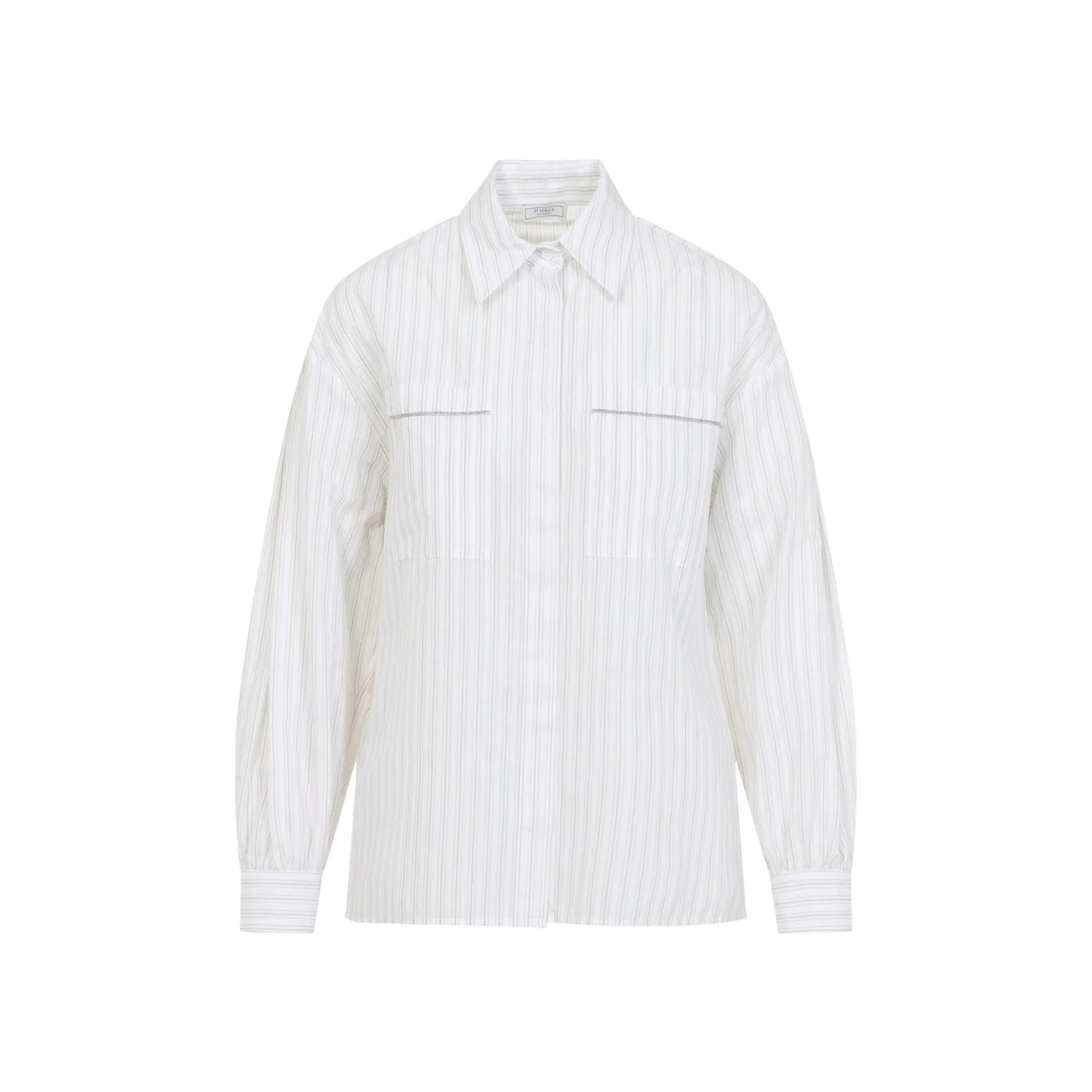 Cappucino Brown Cotton Striped Shirt