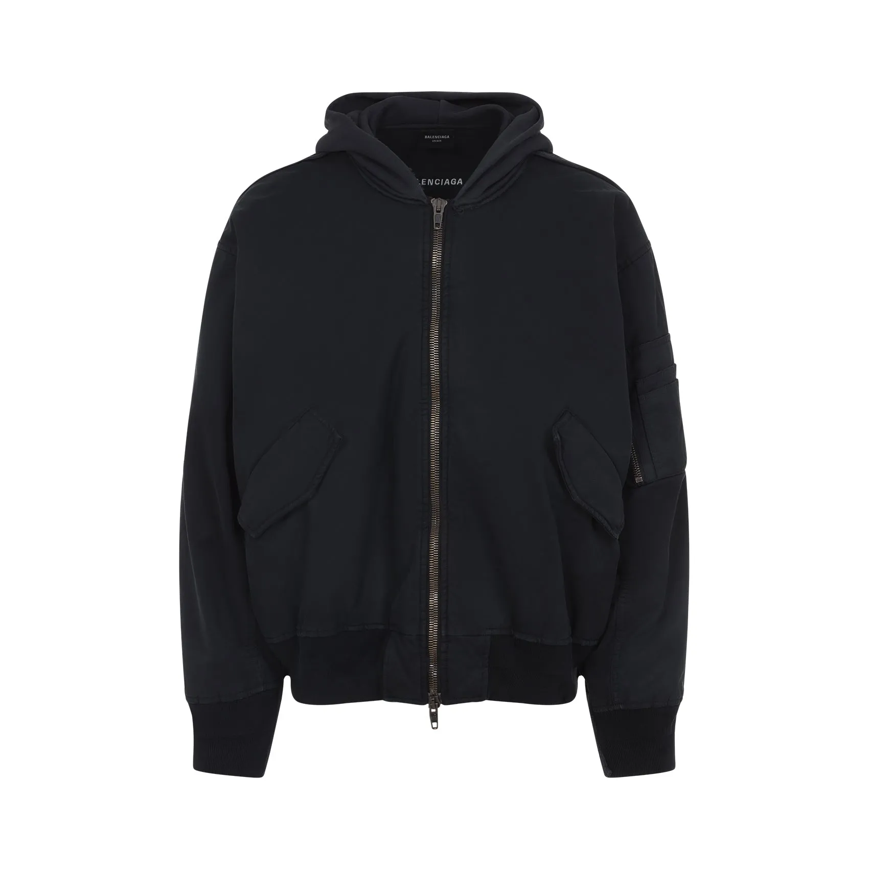 Black Cotton Hybrid Bomber
