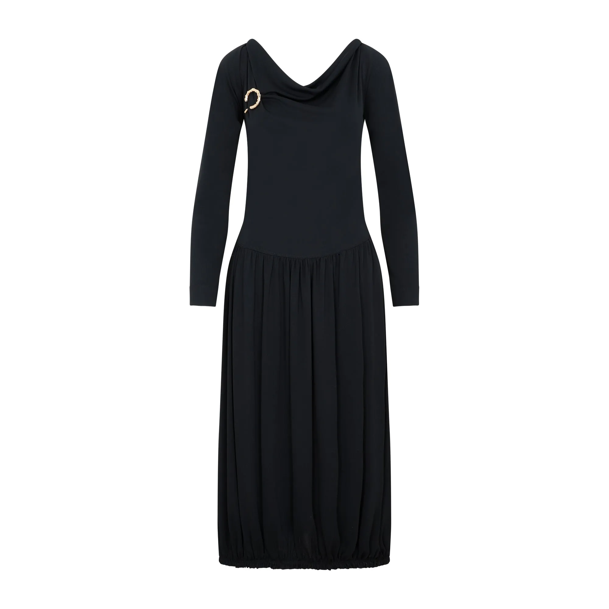 Black Ls Drape Midi Dress