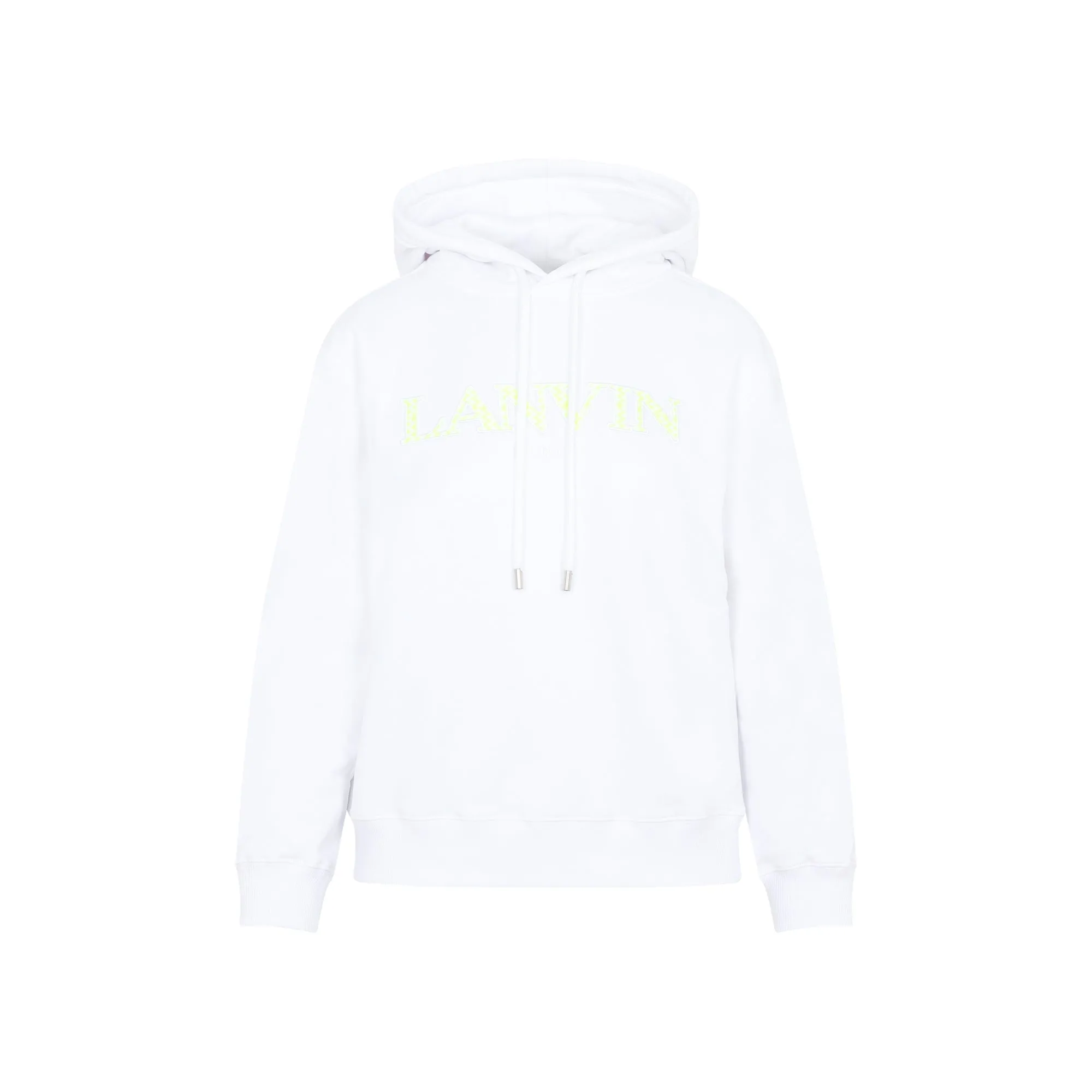 White Cotton Classic Fit Hoodie With Logo