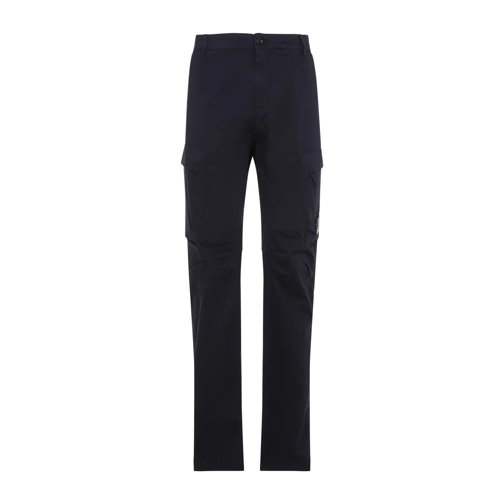 Blue Stretch Sateen Ergonomic Cargo Cotton Pants