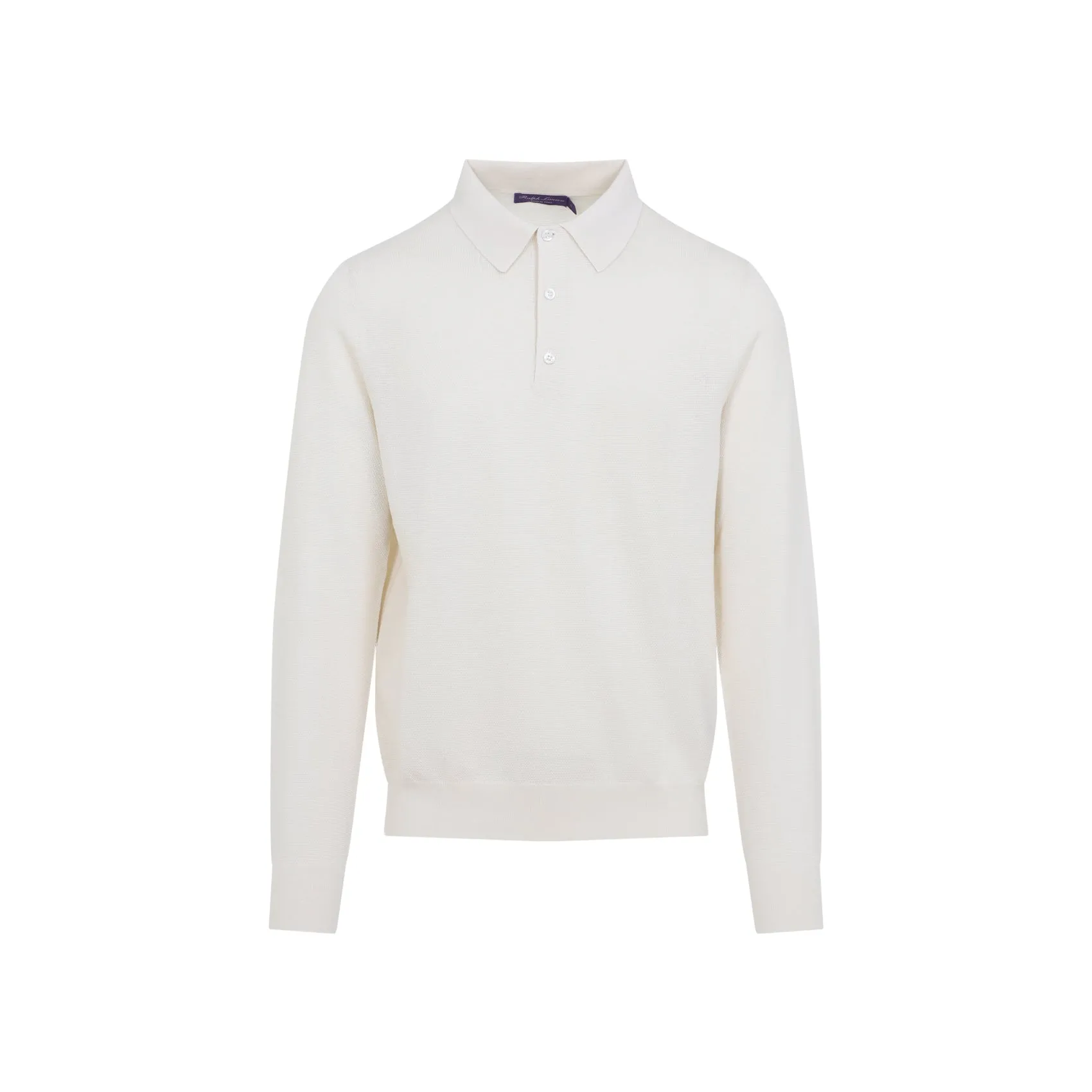 Classic Cream White Silk Long Sleeves Polo Knit