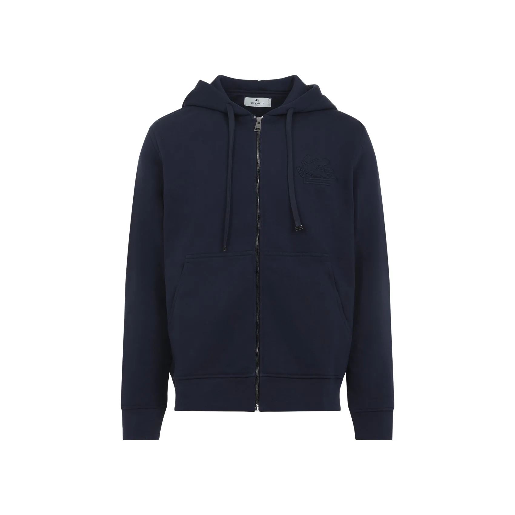 Blue Cotton Zipped Hoodie Sweatshirt