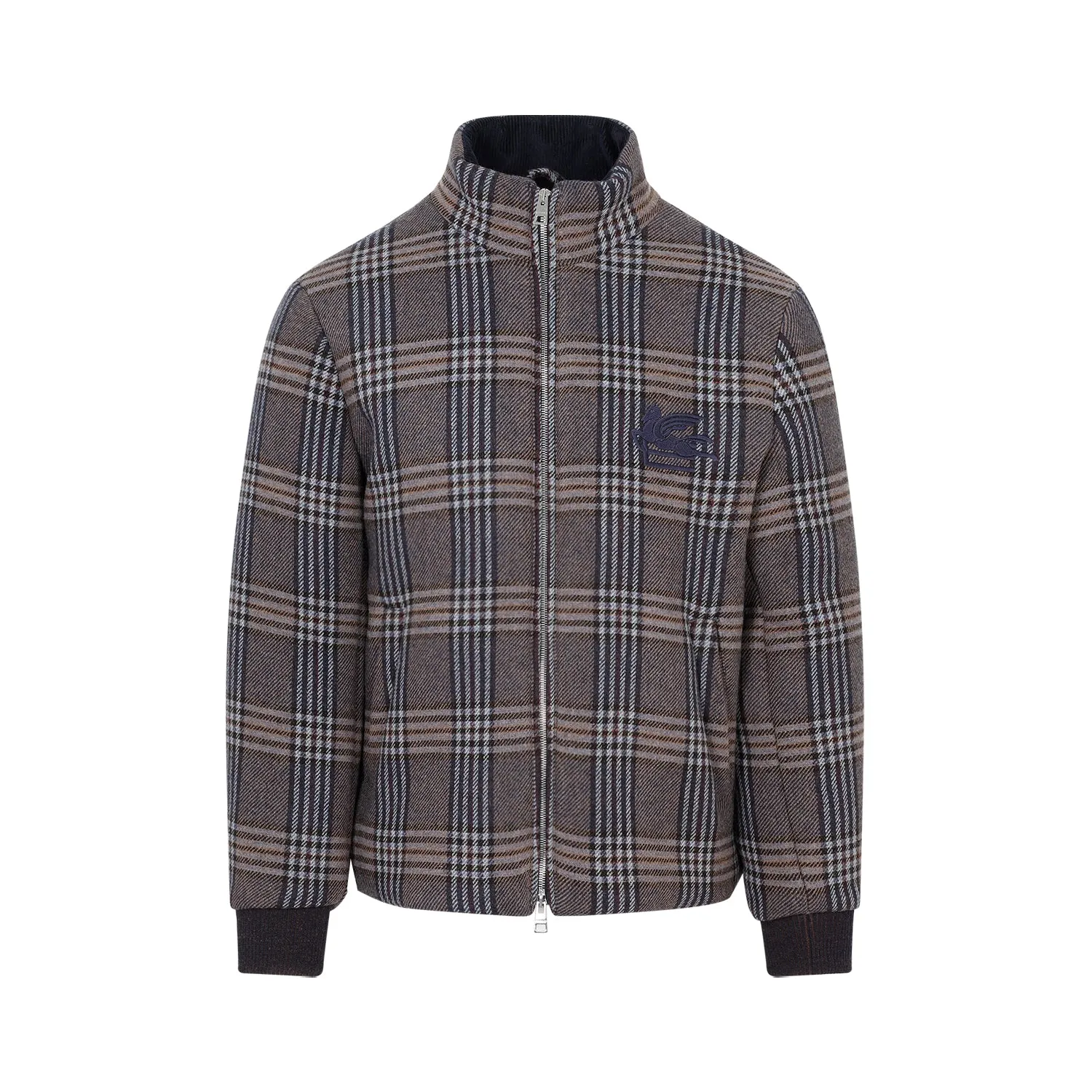 Blue Virgin Wool Padded Jacket