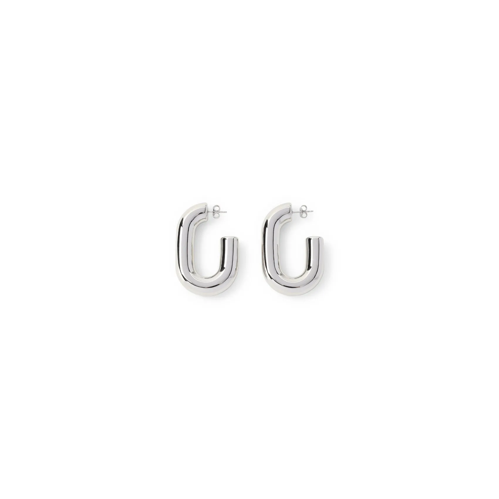 Silver Xl Link Hoops Brass Earrings