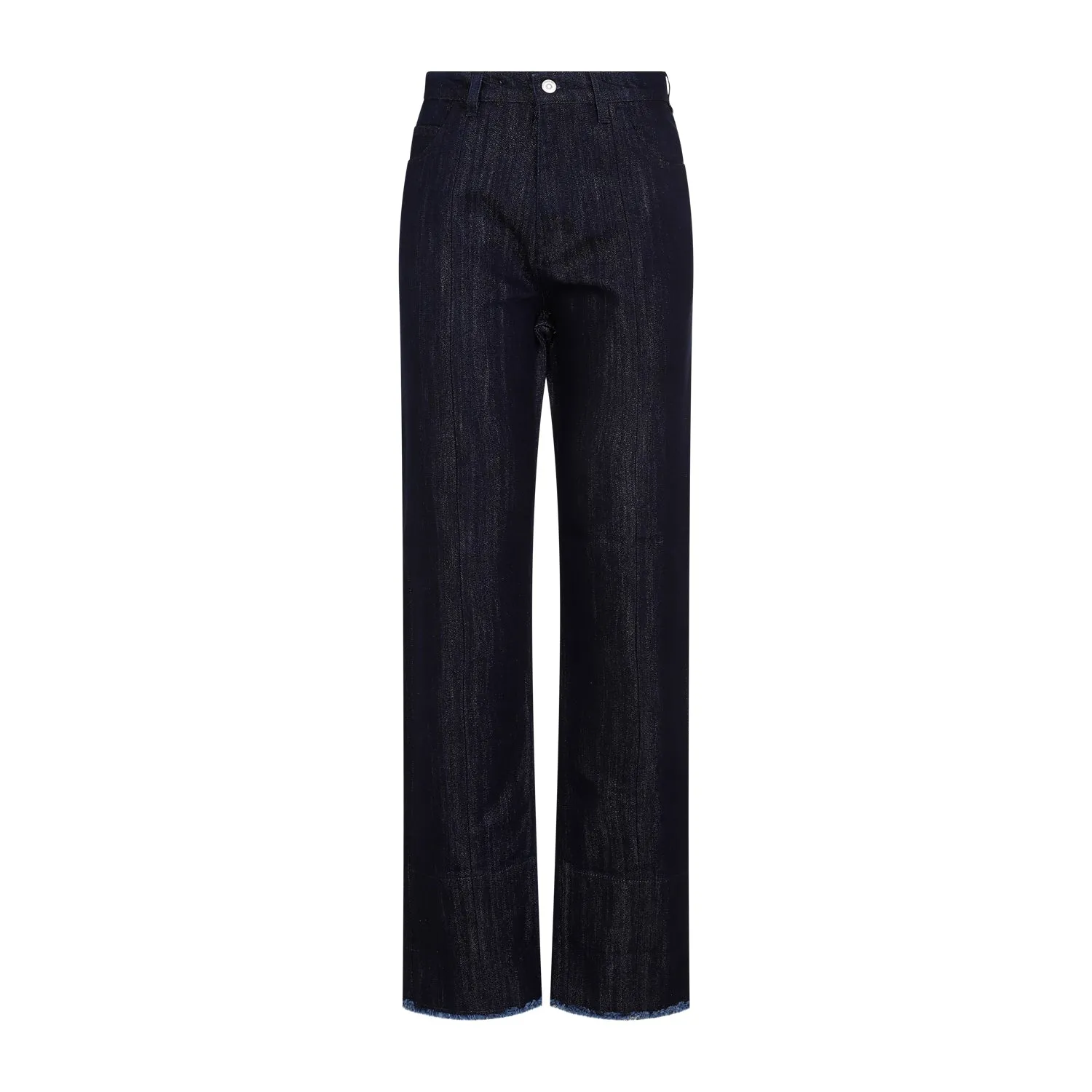 Blue Indigo Cotton Cropped High Waist Tapered Jeans