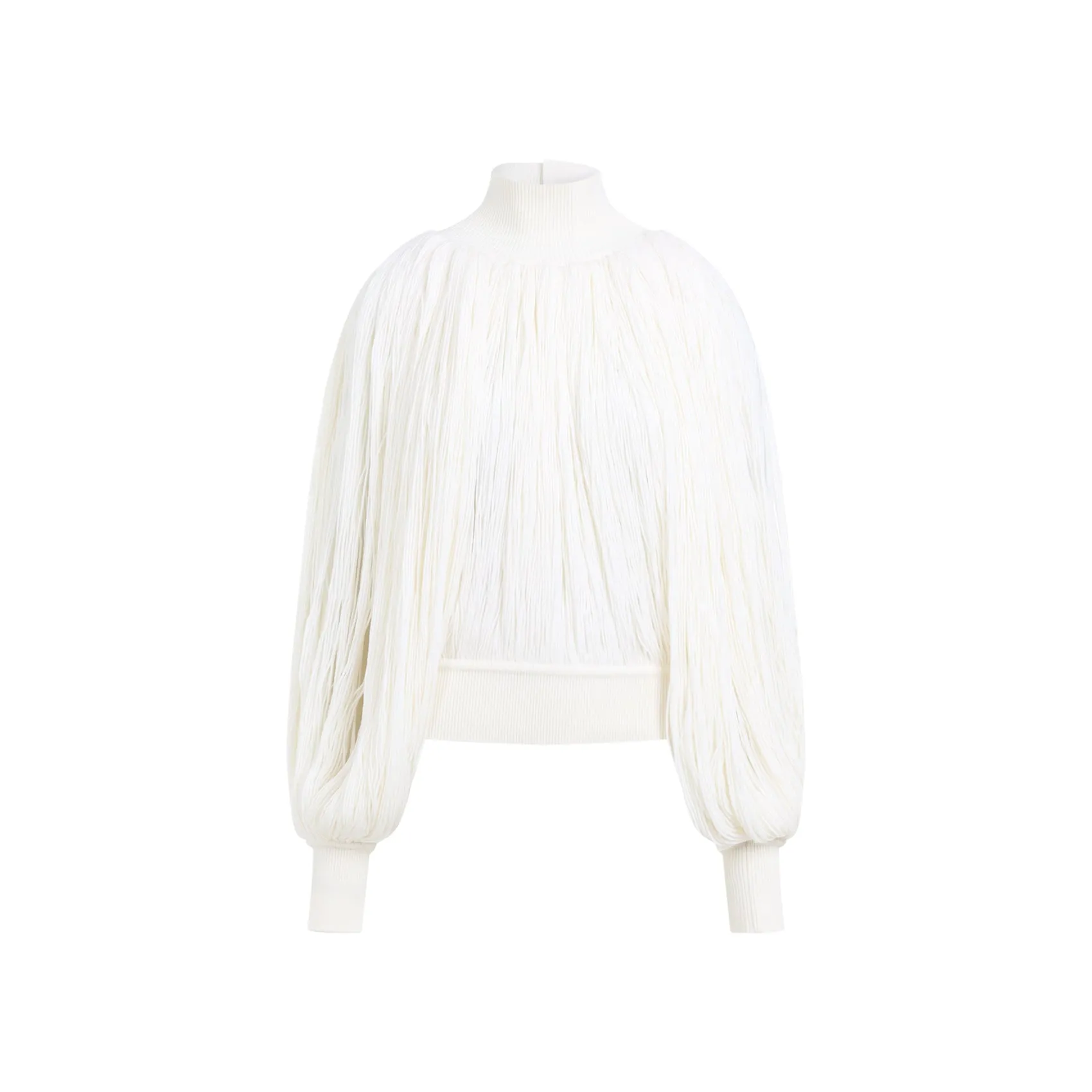 White Casse Wool Fringes Jumper