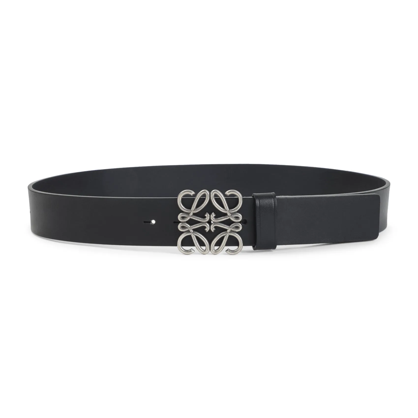 Black Vintage Palladium Calf Skin Chunky Anagram 4cm Belt