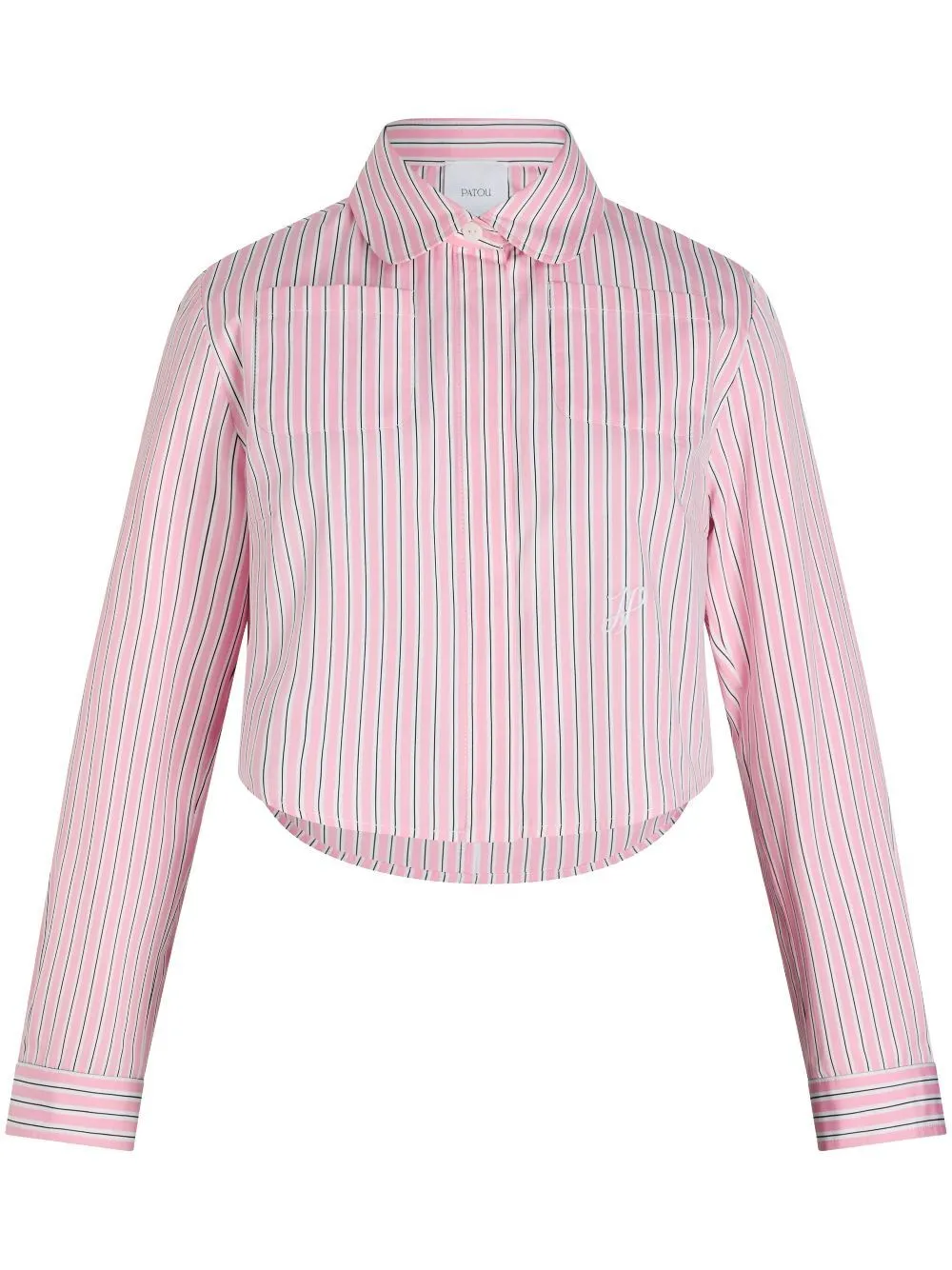Camicia Crop A Righe Con Maniche A 3/4