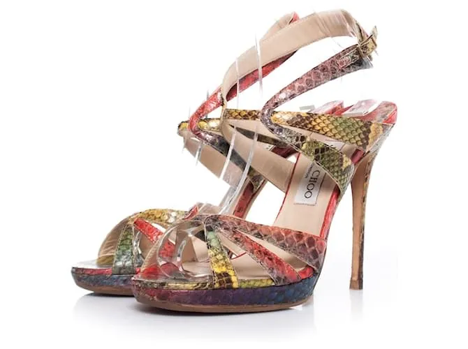 Jimmy Choo, Sandali in pitone multicolor. Multicolore