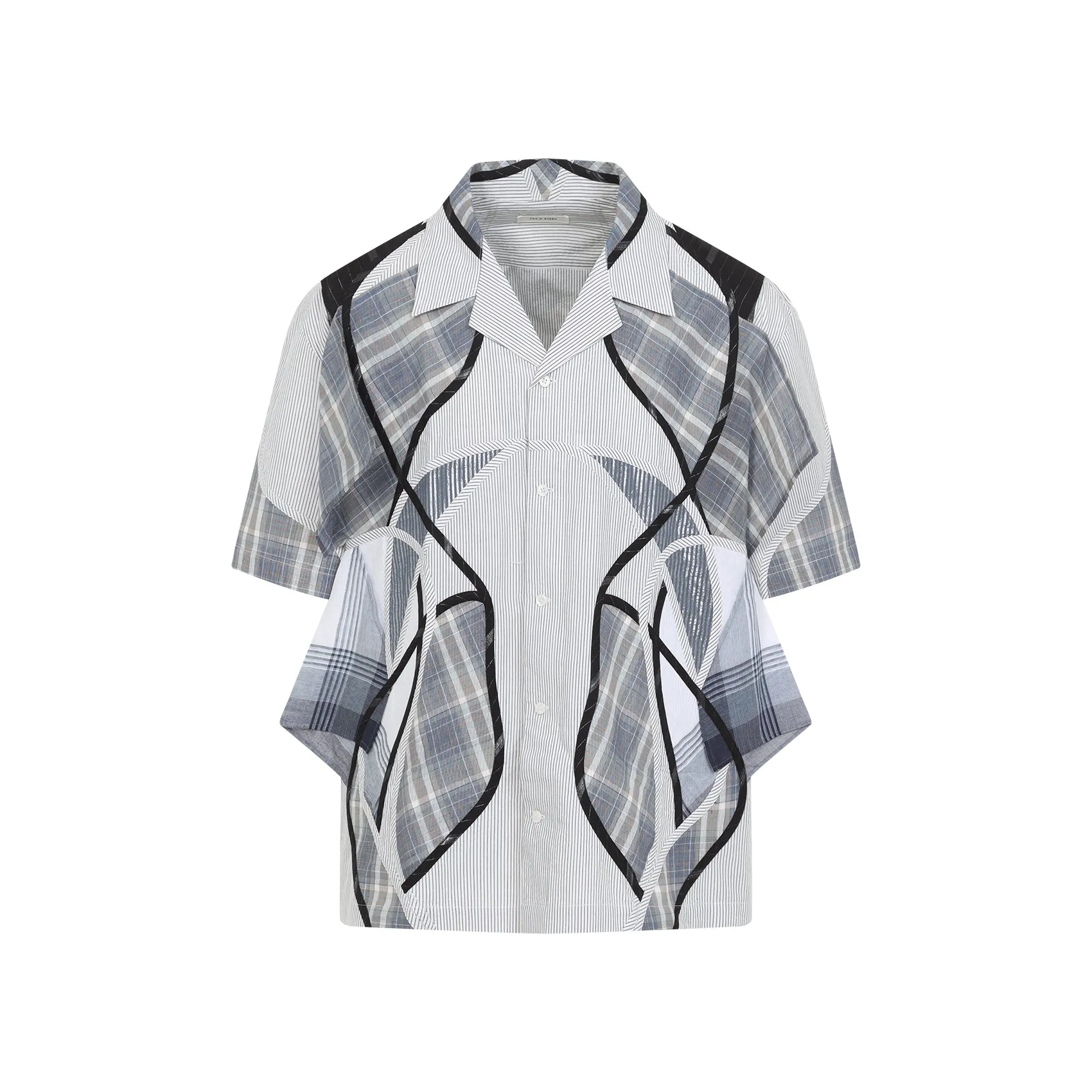 Blue Patchwork Cotton Shirt