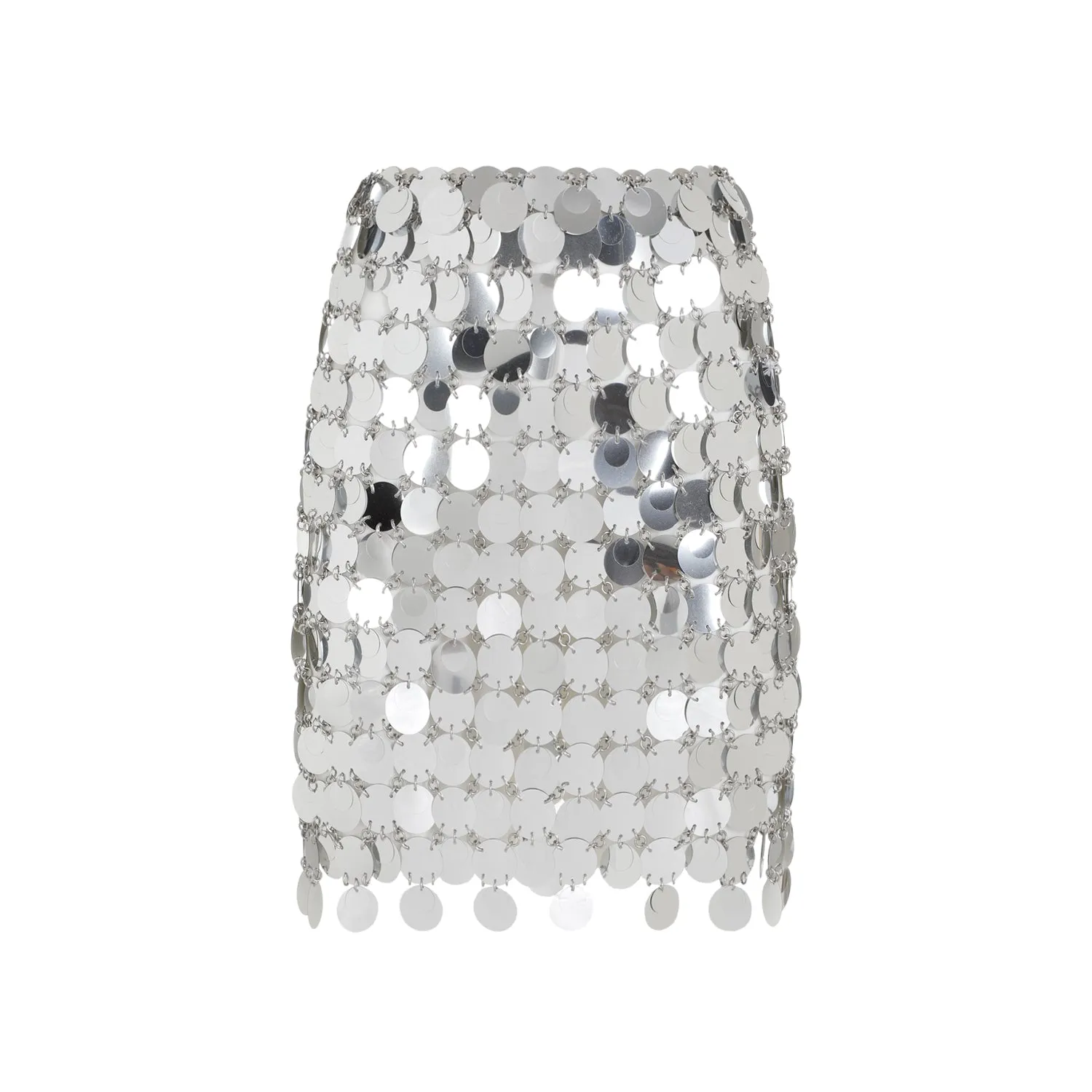 Silver Round Sequin Polyester Mini Skirt