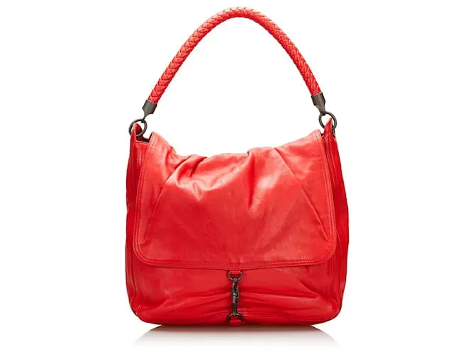 Borsa a mano Bottega Veneta con finiture in trecciato rosso