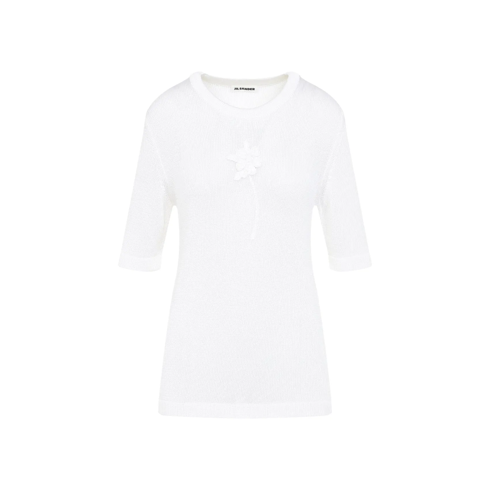 White Flower Crochet T-Shirt