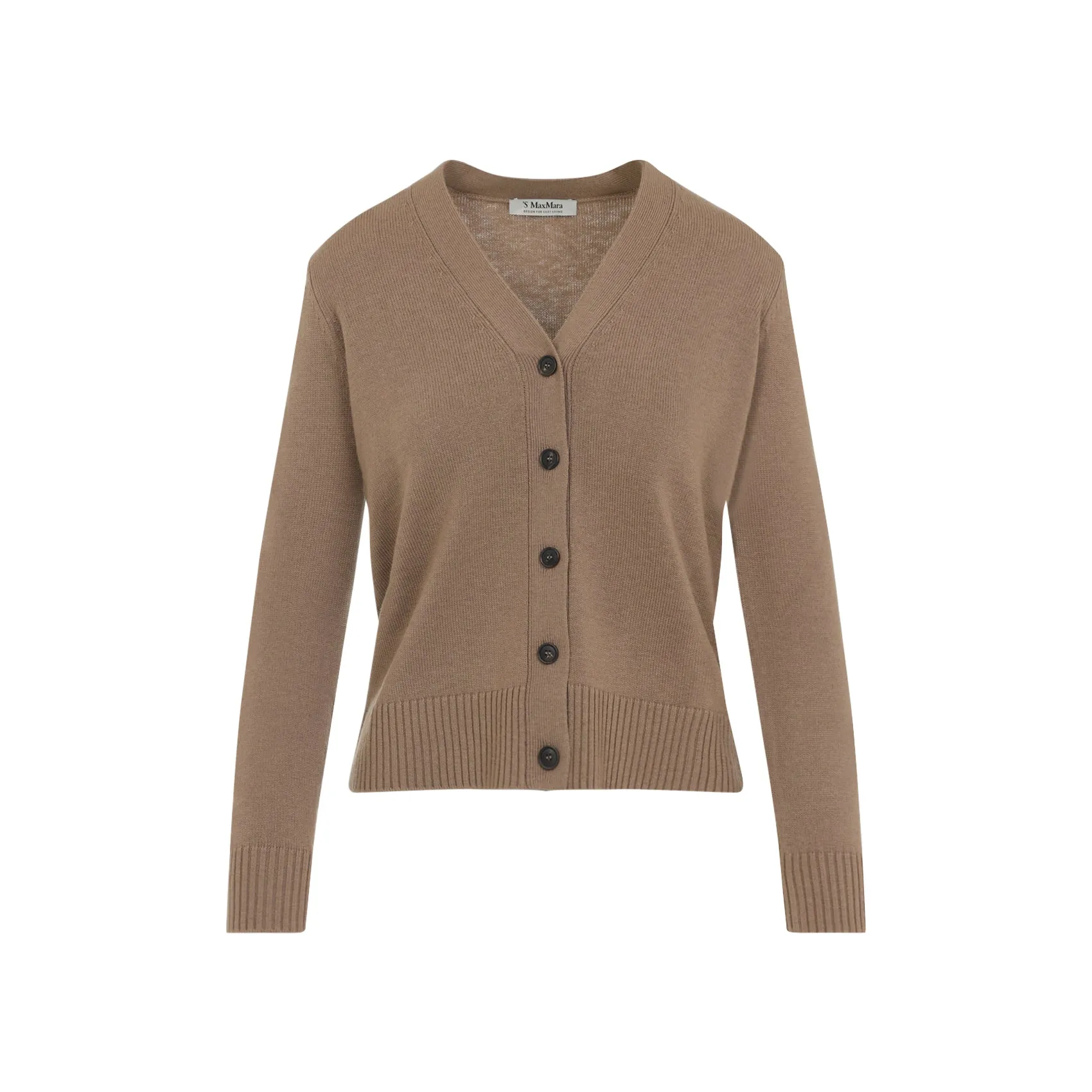 Perfect Camel Brown Wool Apollo Patches Cardigan