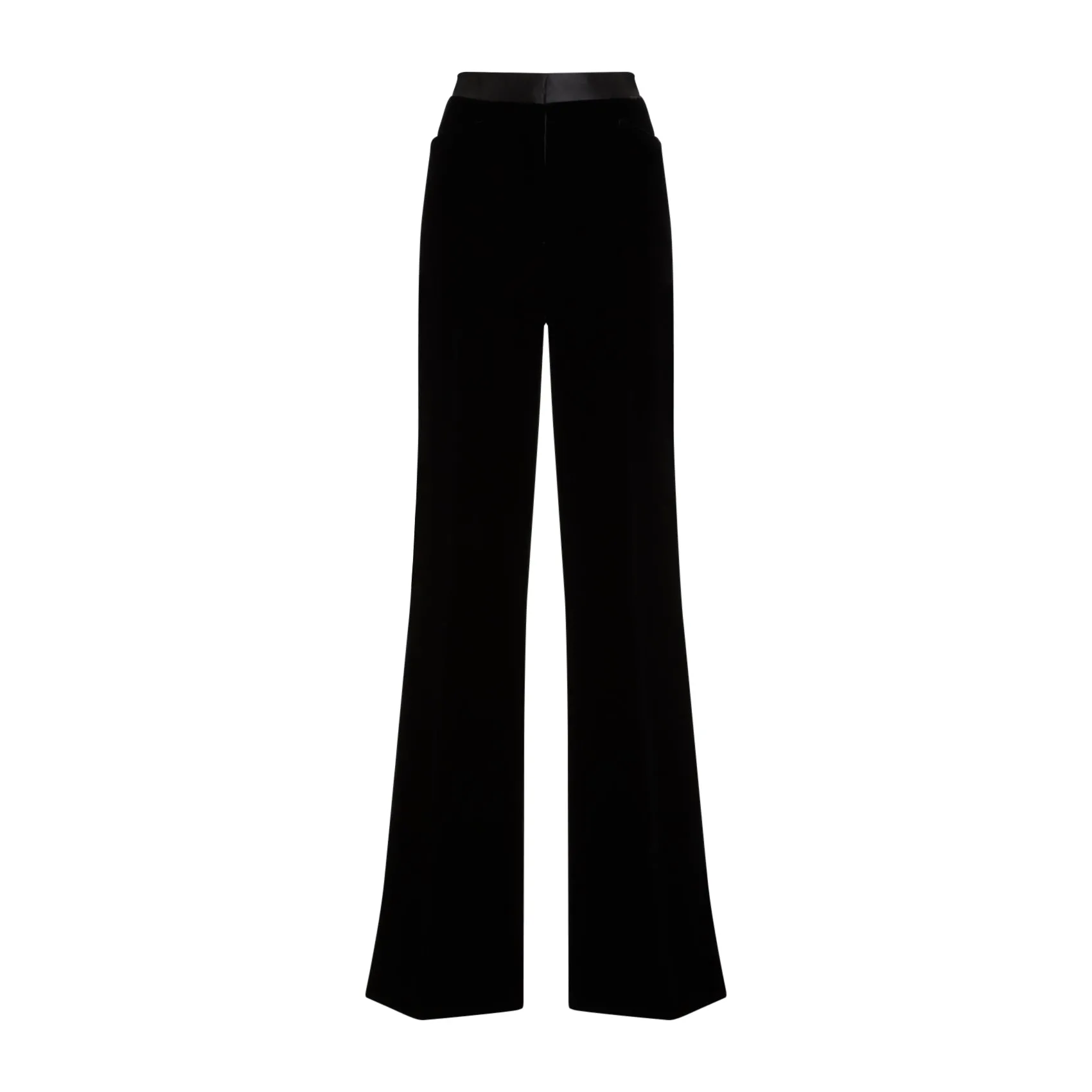 Black Viscose Velvet Boot Cut Pants