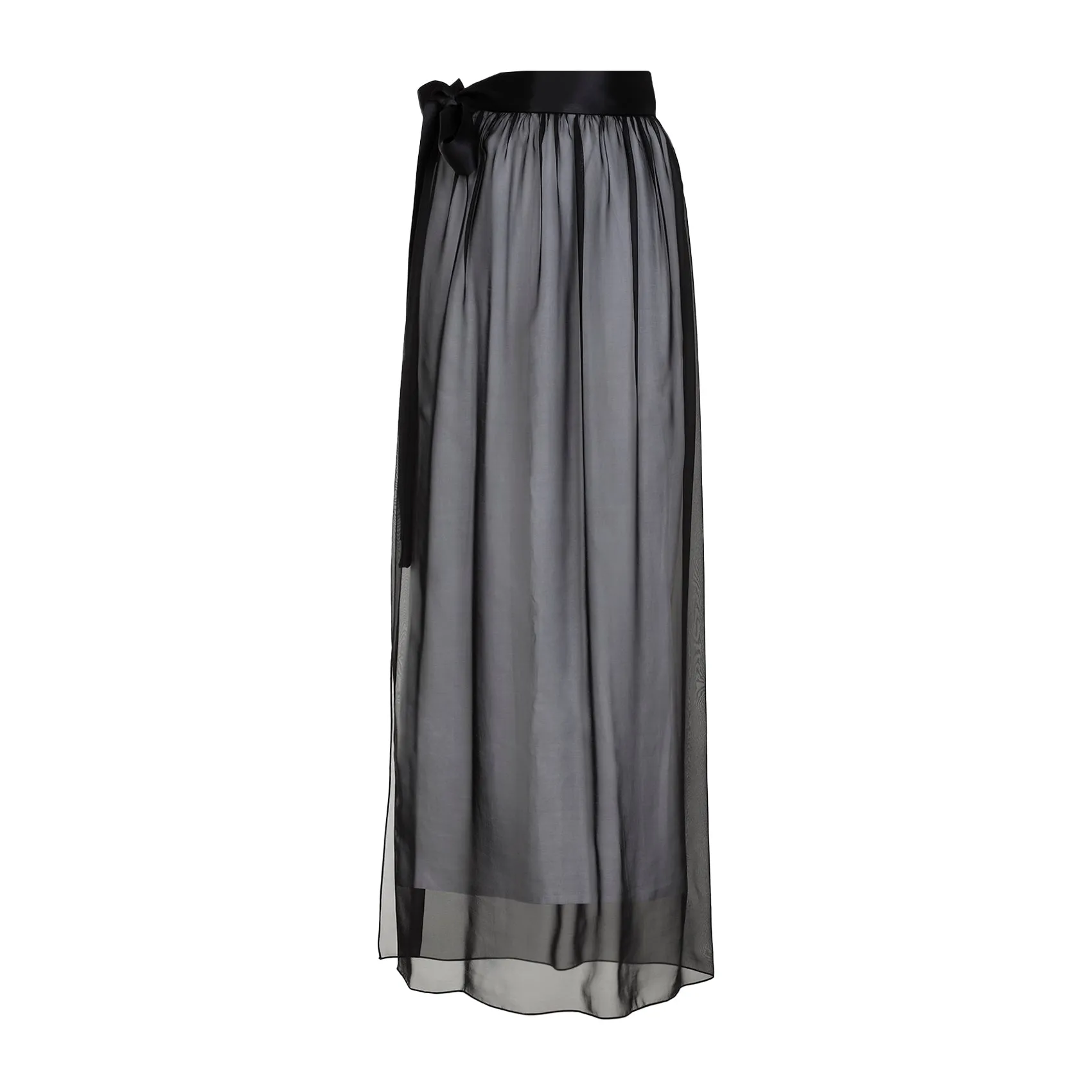 Black Silk Long Skirt
