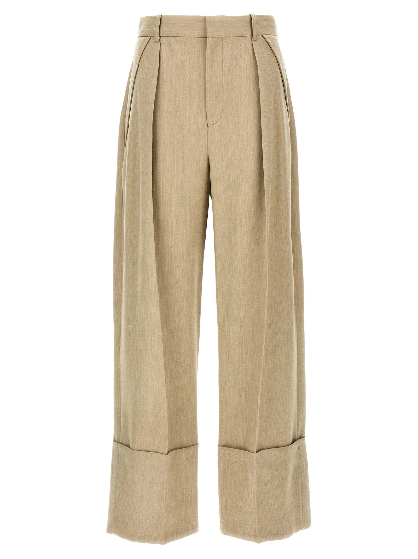 Maxi Turn-Up Pantaloni Beige