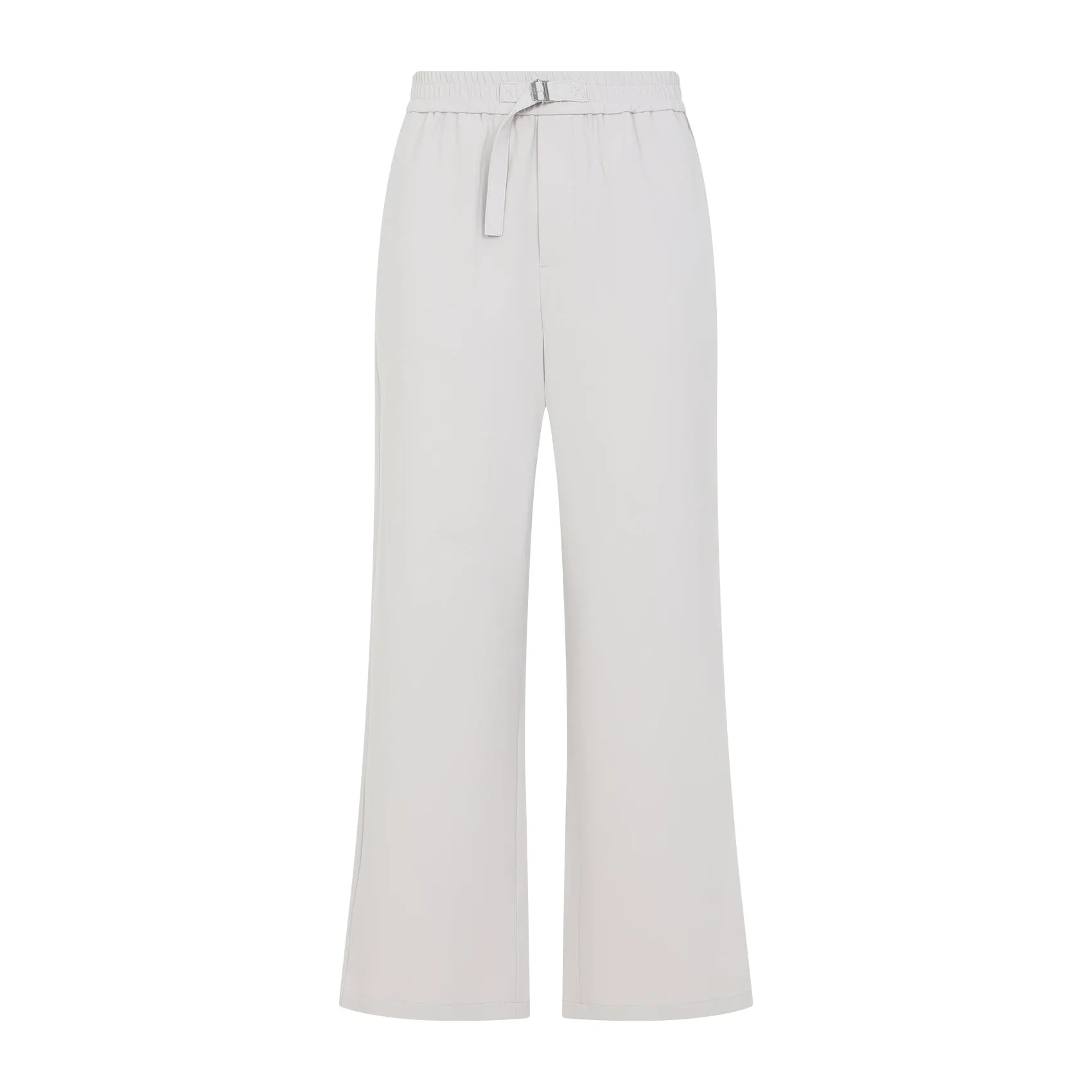 Grey Straight Elasticated Cotton Pants