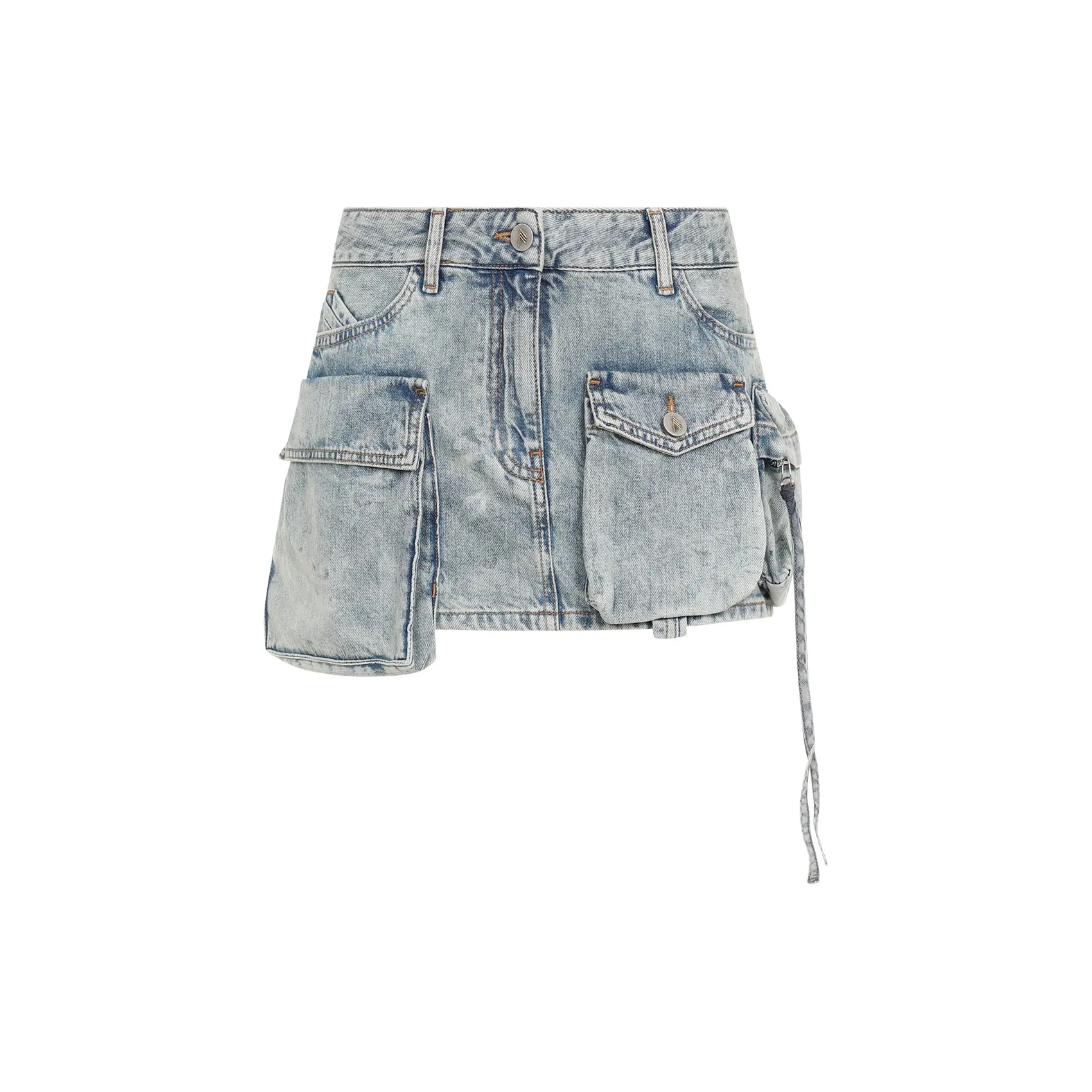 Bleached Blue Fay Cotton Mini Skirt