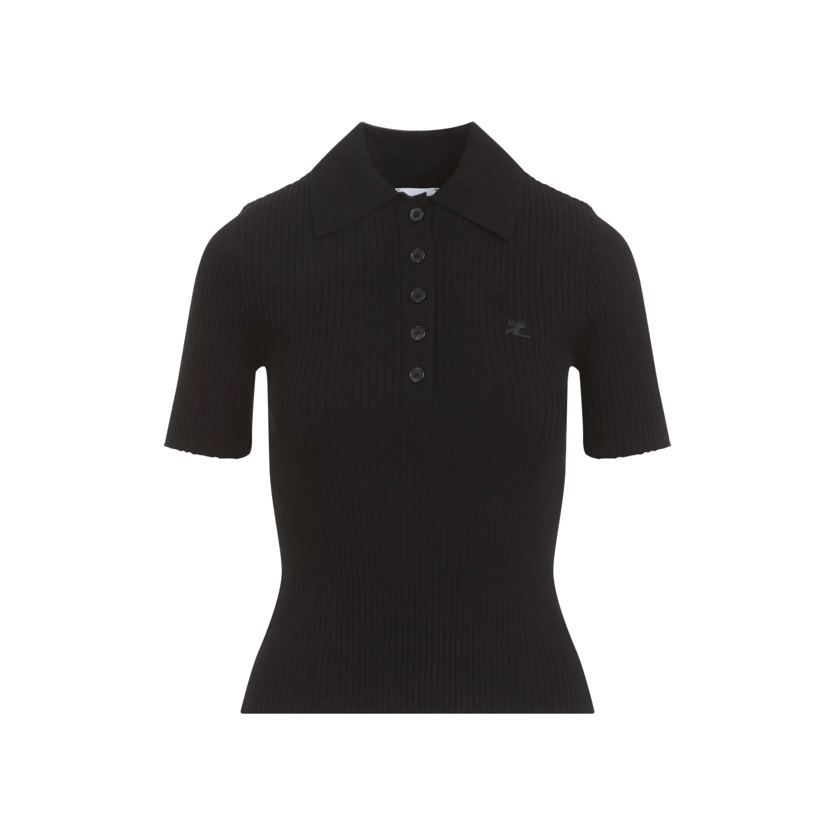 Black Signature Ribbed Knit Polo