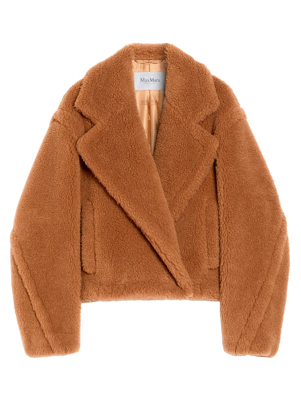 Teddy Bear Icon Coat Crop In Cammello