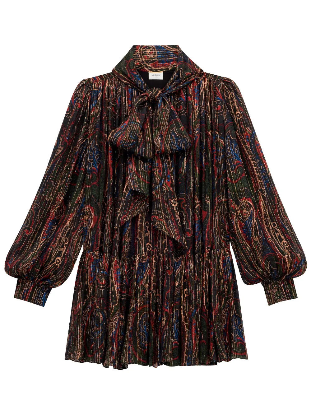 Abito LavalliÈRe Semi-Trasparente In Seta Lurex Motivo Paisley