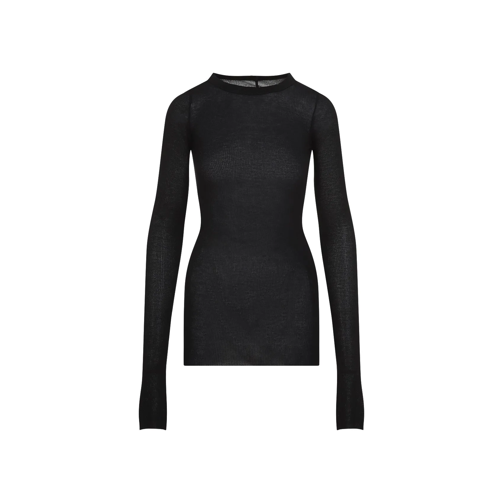 Black Rib Ls T Viscose Top