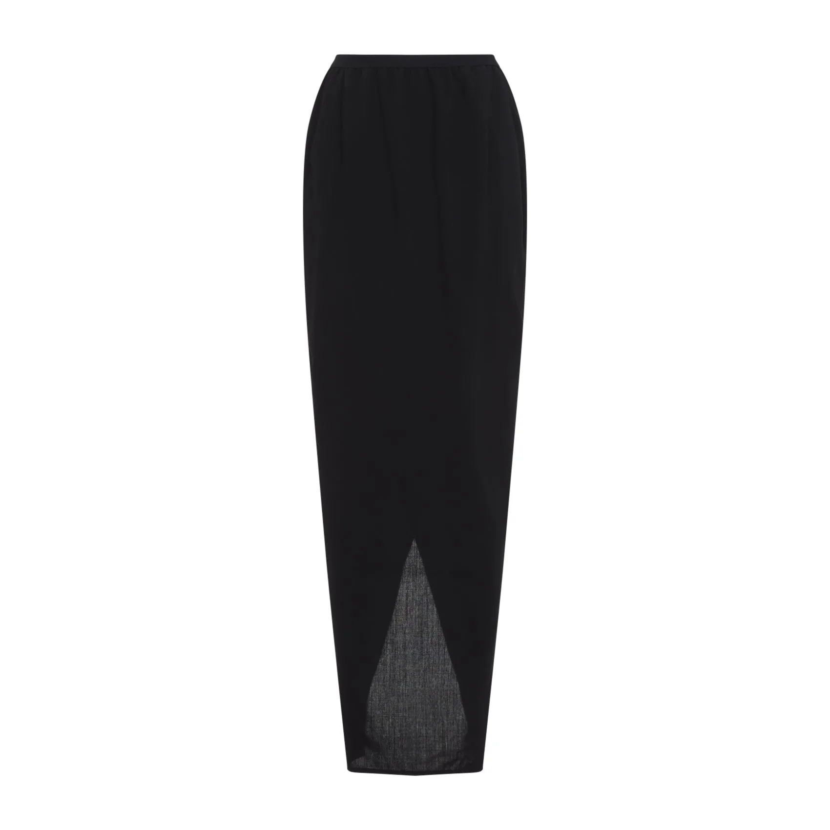 Black Soft Pillar Wool Long Skirt