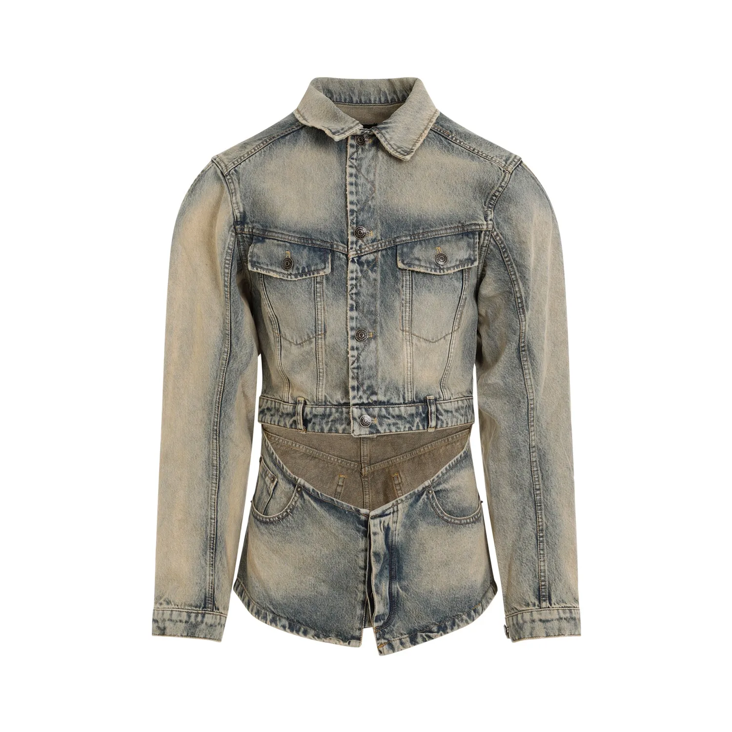 Blue Cutout Cotton Denim Jacket
