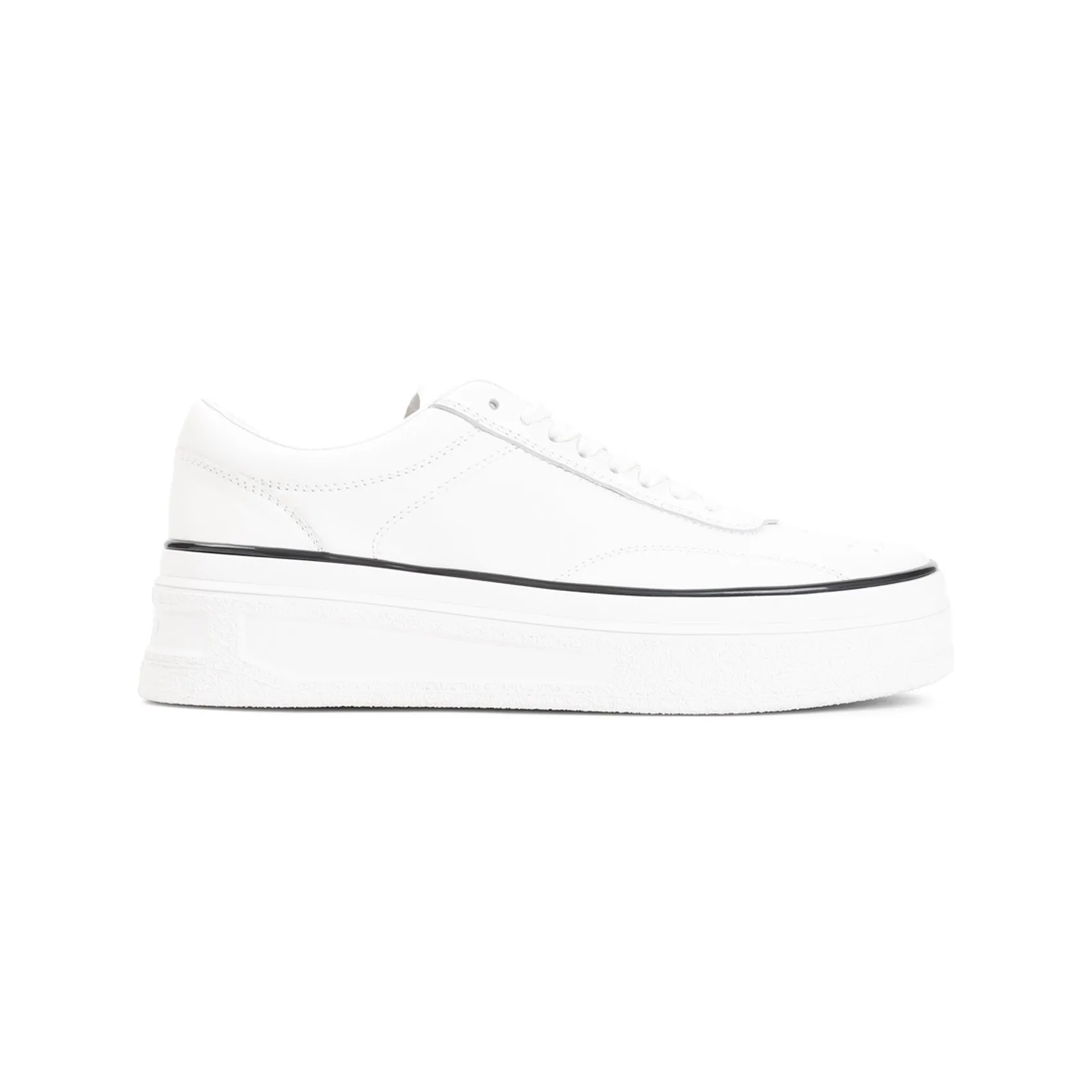 White Low Calf Leather Sneakers