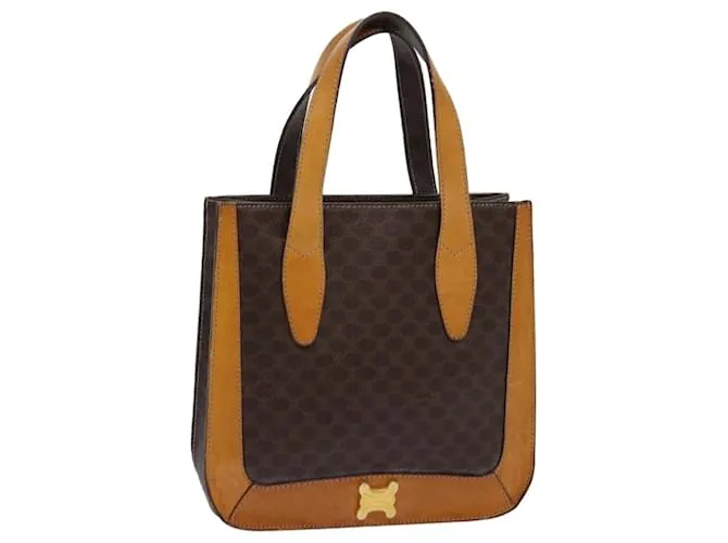 Céline CELINE Borsa a mano in tela macadam PVC marrone Auth 69735