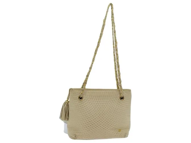 BALLY Borsa a tracolla con catena trapuntata Pelle Beige Auth ac2905